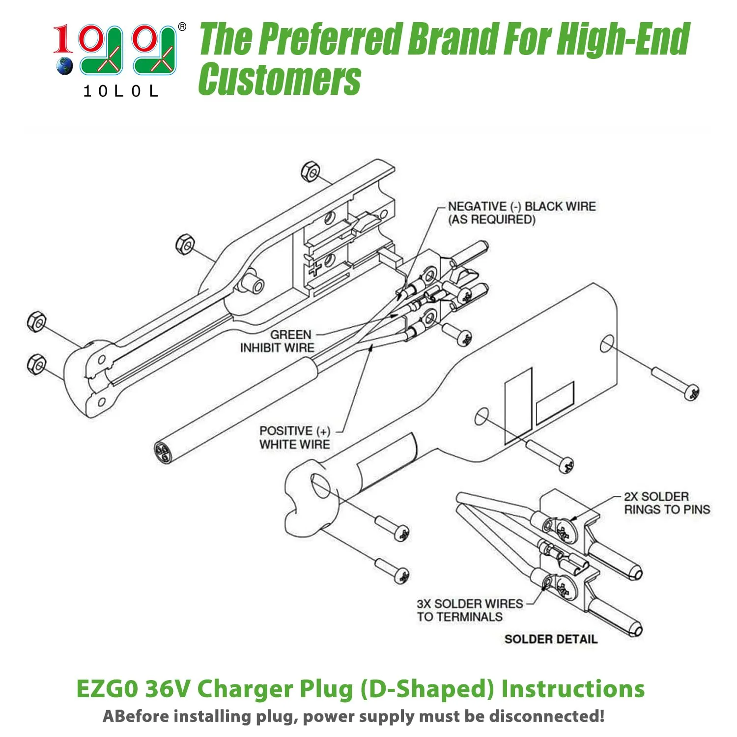 10L0L 36V Powerwise Charger Plug for E-Z-GO TXT image 2