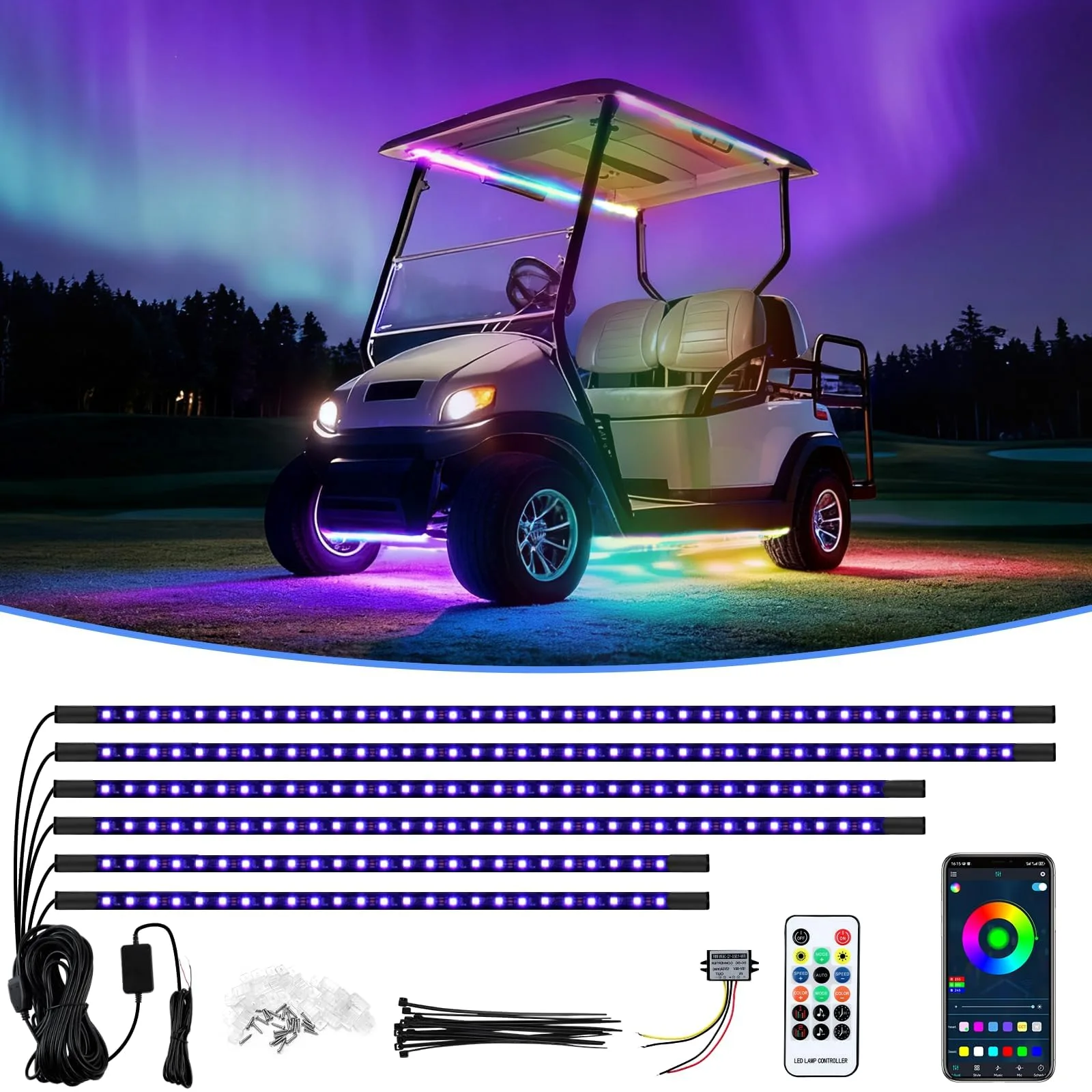 iLSKW Golf Cart Underglow LED Light Kit, 6-Piece