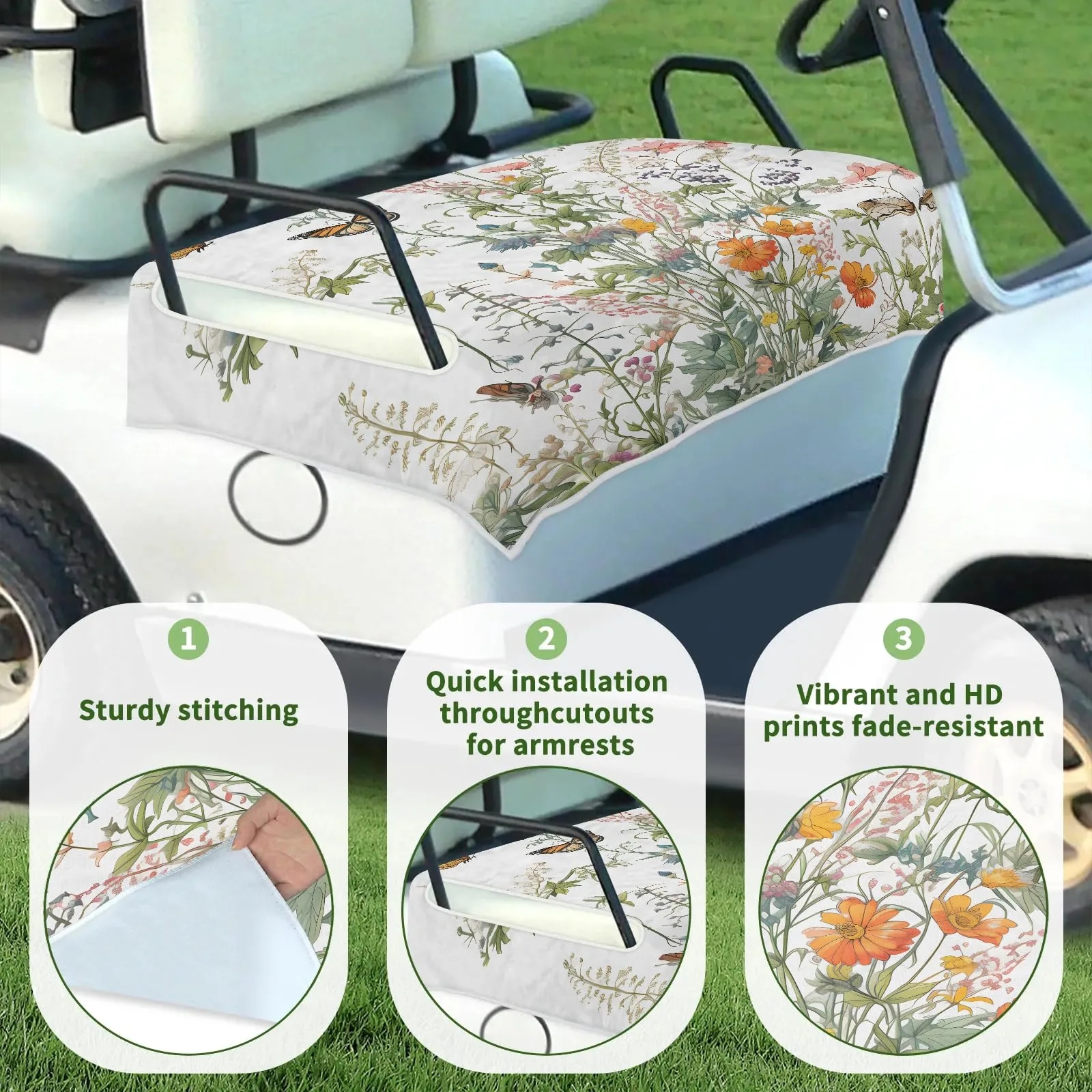 Tiveruda Golf Cart Seat Cover for Double Seats image 3