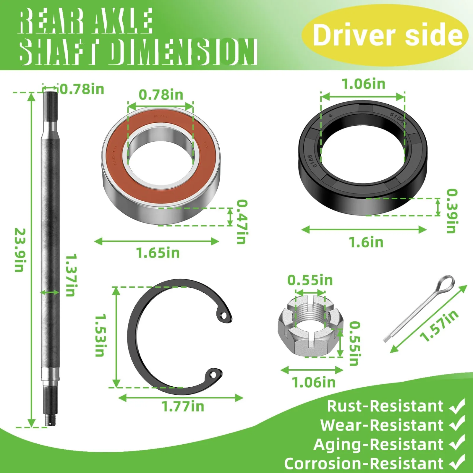 DRIVE UP Rear Axle Shaft for E-Z-GO TXT Electric Golf Cart image 3