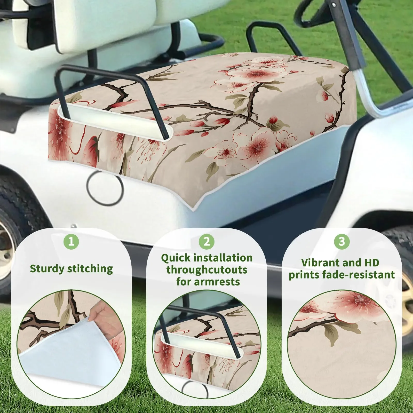 Tiveruda Japanese Pink Cherry Golf Cart Seat Cover image 3
