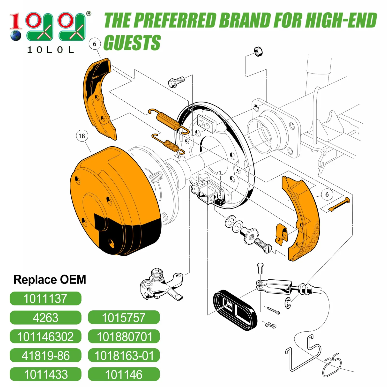 10L0L Rear Brake Kit for Club Car DS 1981-1994 image 2