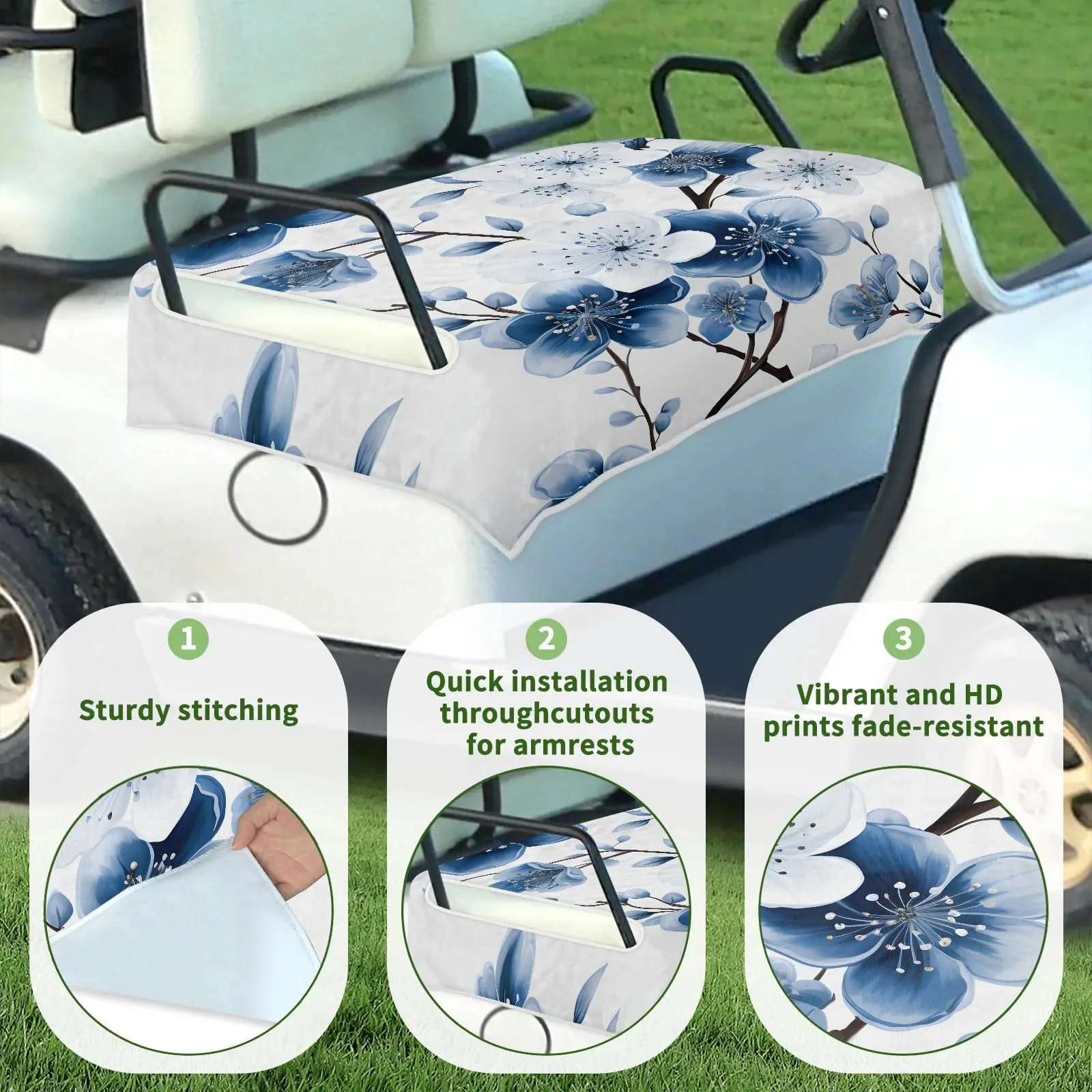 Tiveruda Vintage Flower Golf Cart Seat Cover 51 x 31 in image 3