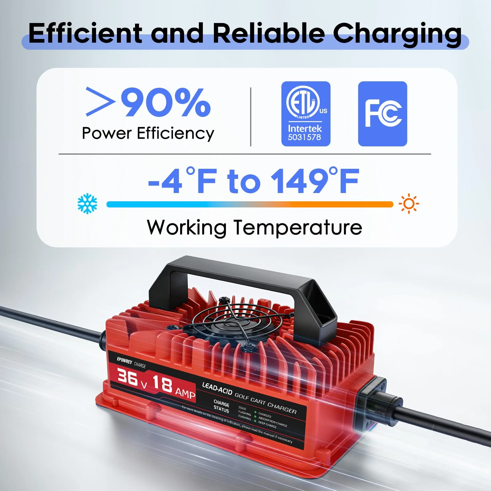 EPOWREY 36V 18A Charger for EZGO Marathon Golf Cart image 4
