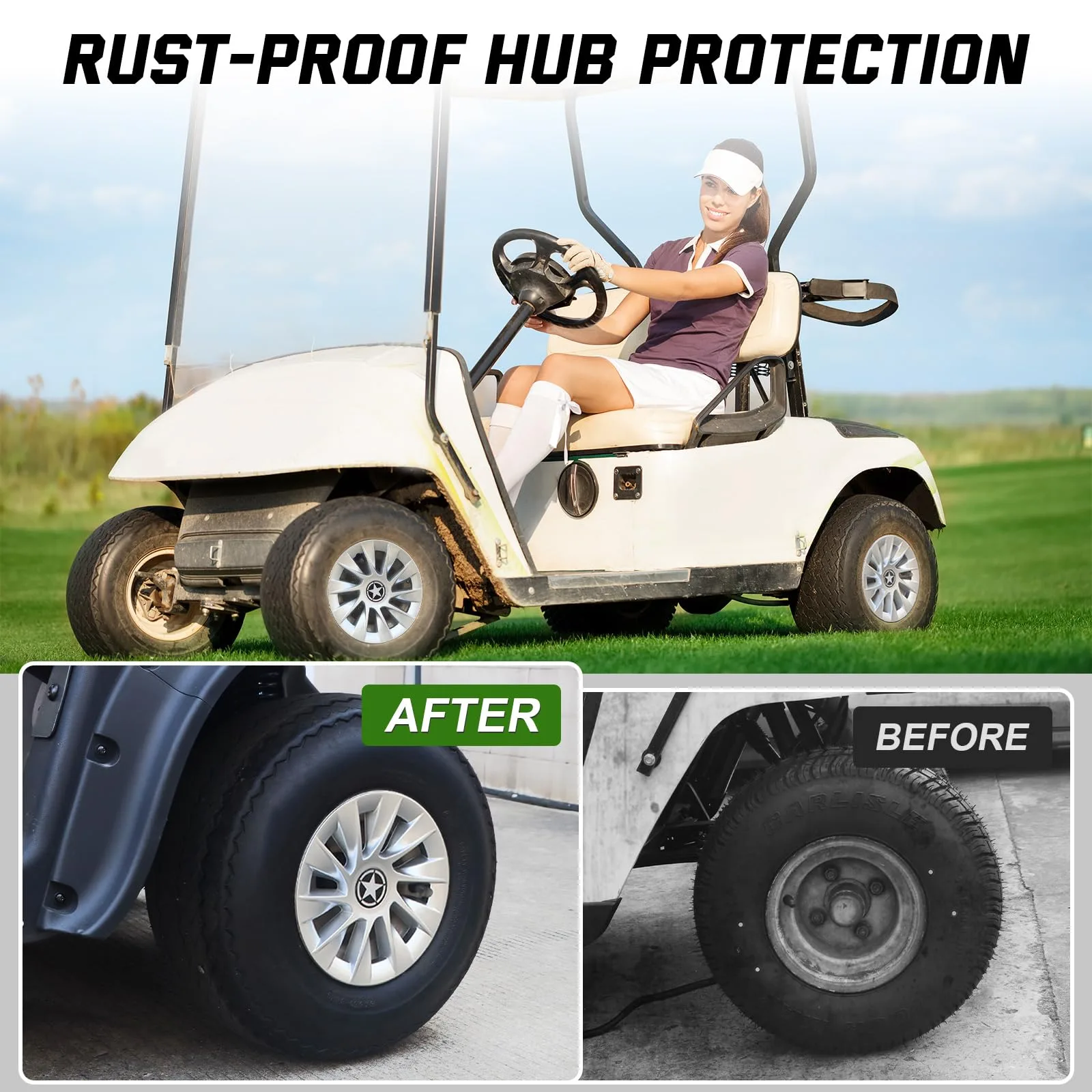 CYOOYC ALL-WHC Golf Cart Hub Caps for 8-Inch Wheels image 2