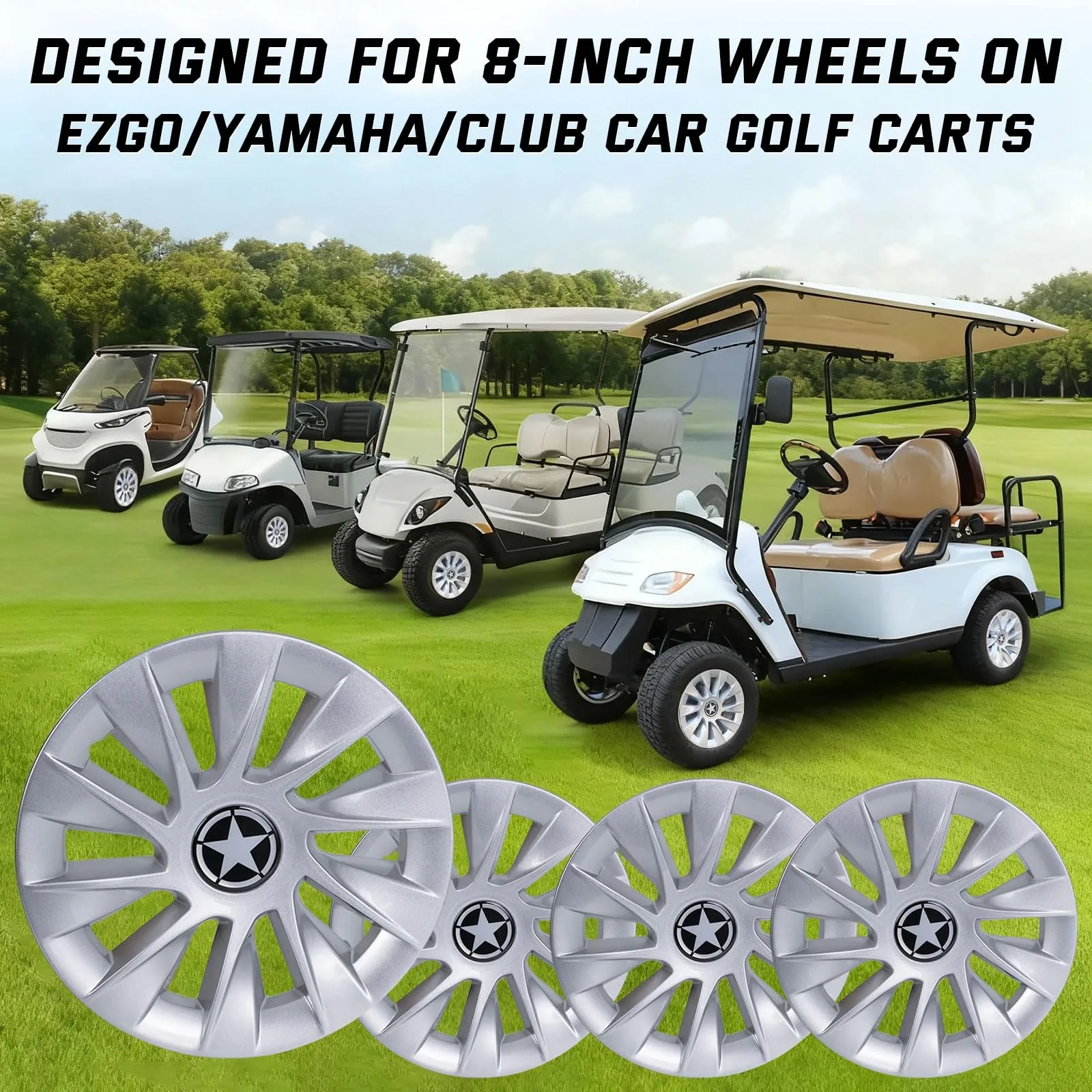 CYOOYC ALL-WHC Golf Cart Hub Caps for 8-Inch Wheels image 3