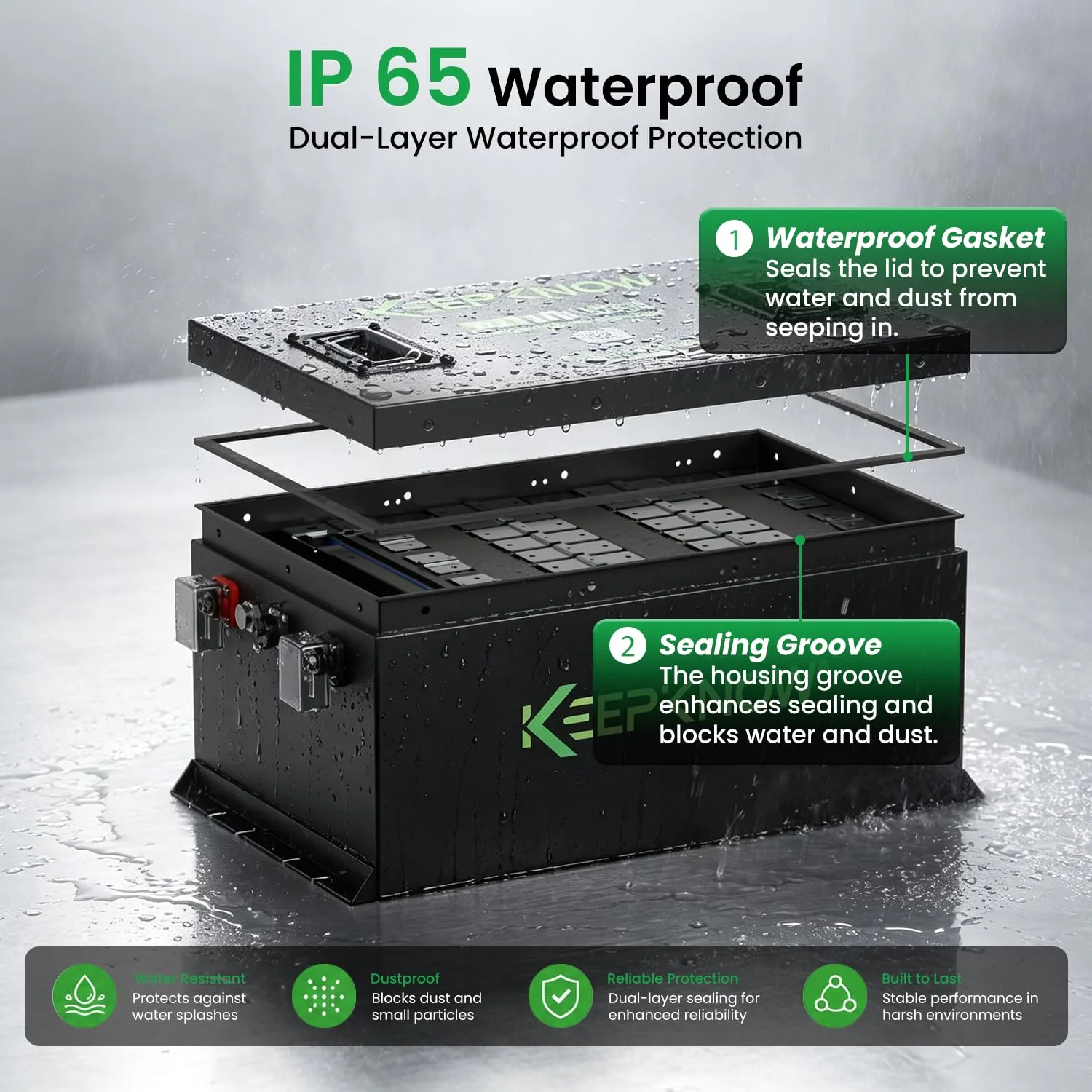KEEPKNOW 72V (73.6V) 105Ah LiFePO4 Golf Cart Battery with 250A BMS image 4