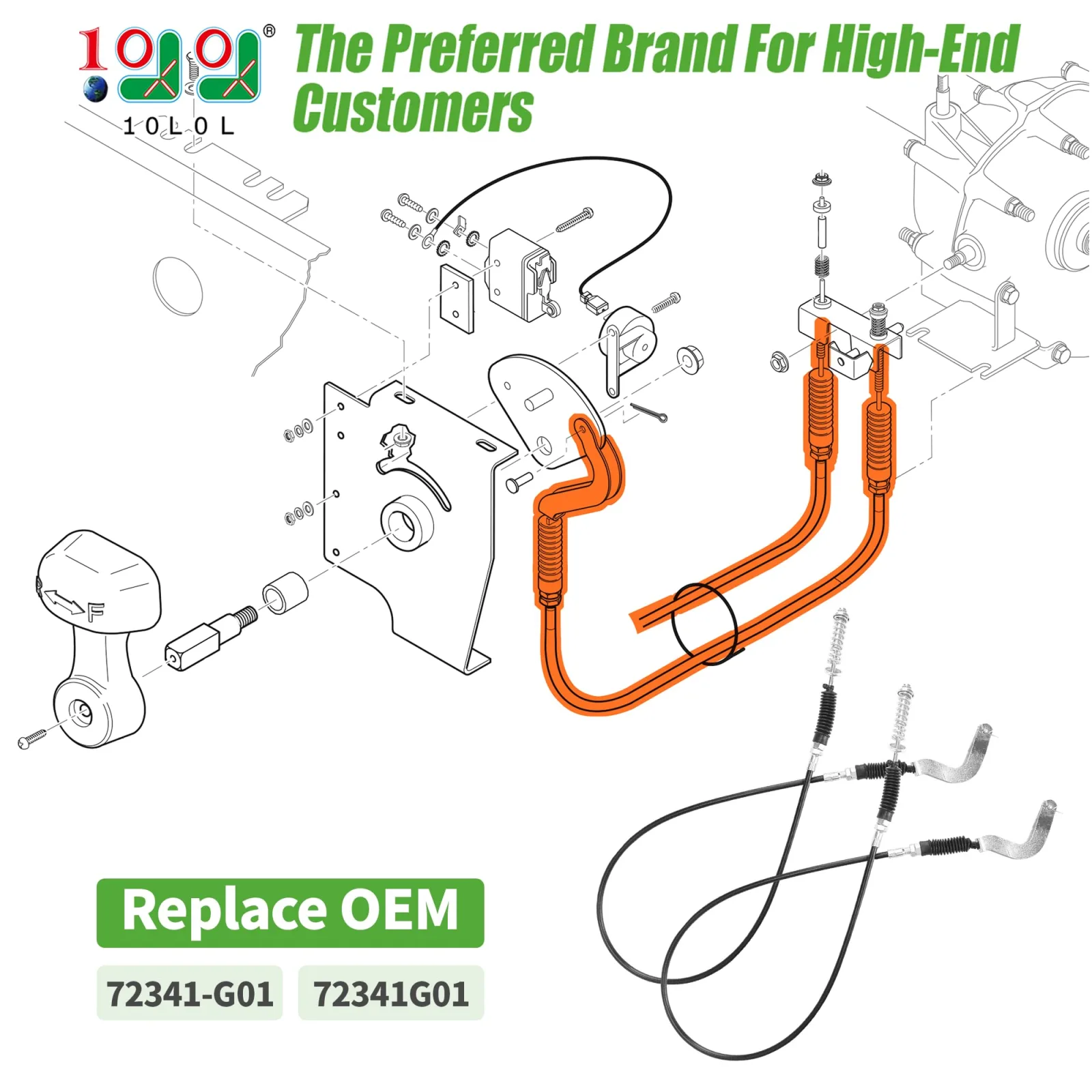 10L0L Shift Cable Assembly for 1996-2001 E-Z-GO Gas Carts image 2