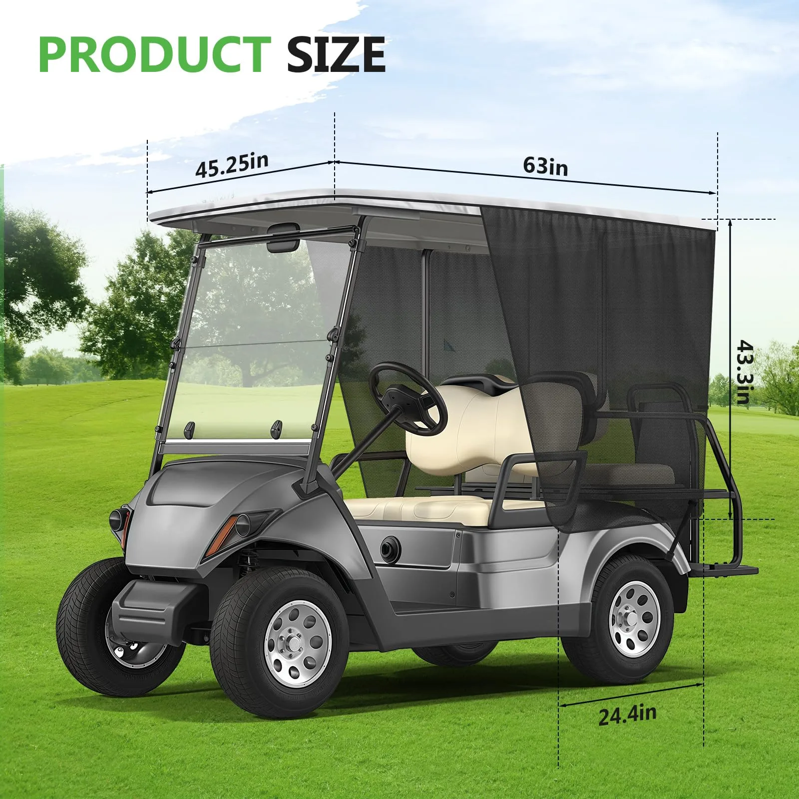 Federedevo 600D Mesh Sunshade for Yamaha Golf Carts image 2