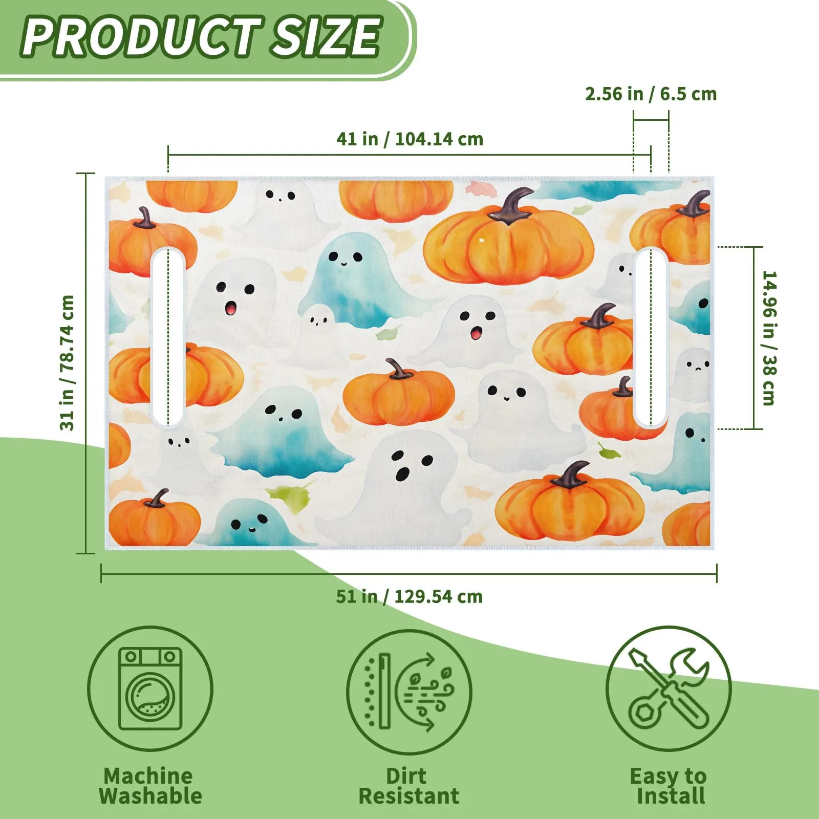Tiveruda Halloween Ghost Pumpkins 51" x 31" Golf Cart Seat Cover image 2