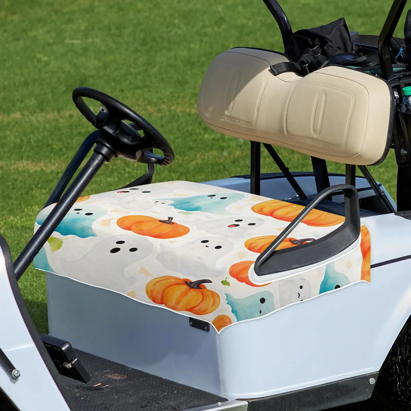 Tiveruda Halloween Ghost Pumpkins 51" x 31" Golf Cart Seat Cover image 3