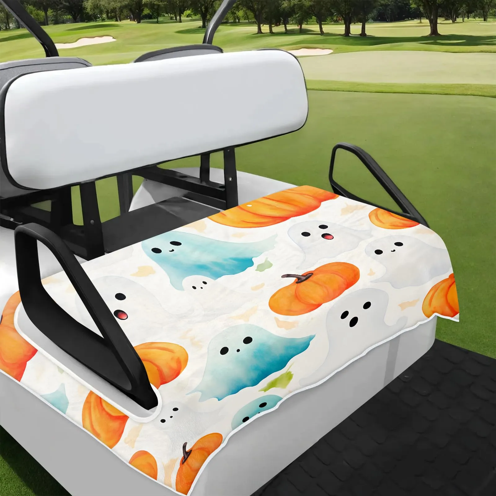 Tiveruda Halloween Ghost Pumpkins 51" x 31" Golf Cart Seat Cover