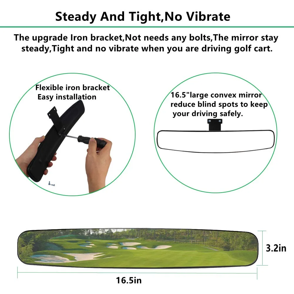 WLOOD Golf Cart Folding Convex Mirror Set for Club Car, E-Z-GO image 3