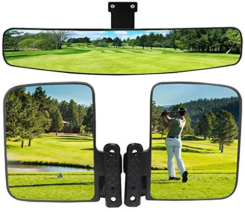 WLOOD Golf Cart Folding Convex Mirror Set for Club Car, E-Z-GO