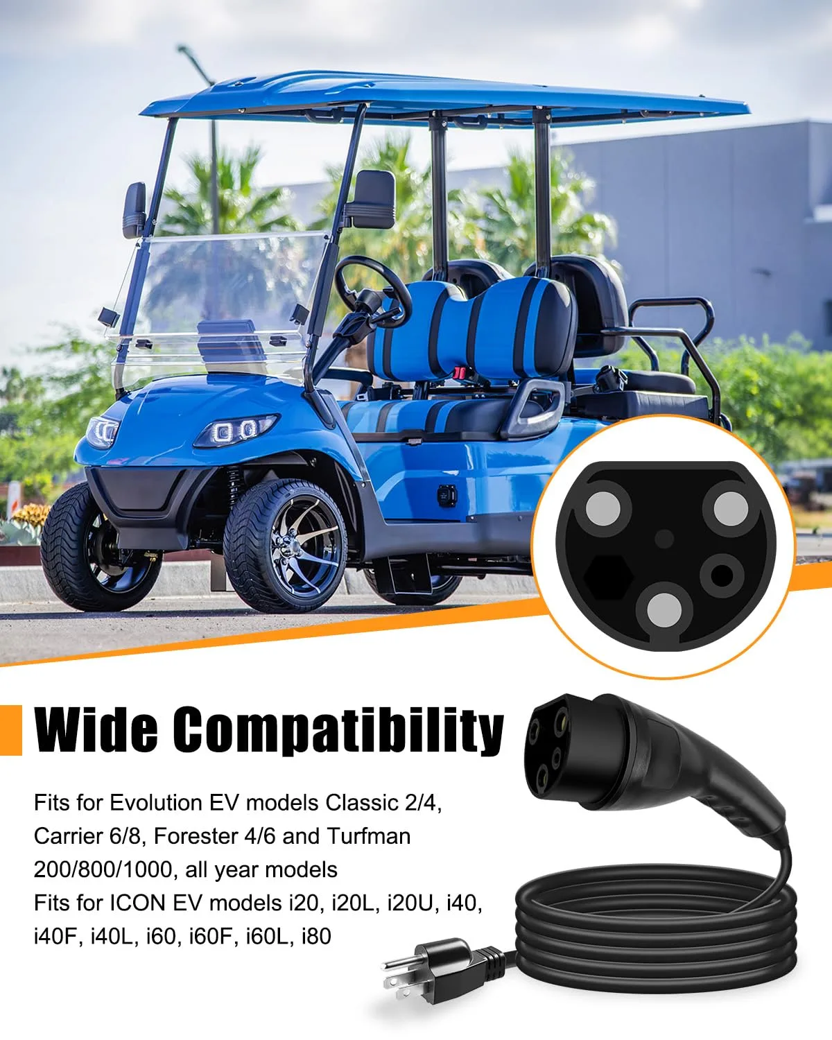 JUFZQO 10-Foot Charging Cord for Evolution EV and ICON EV image 2
