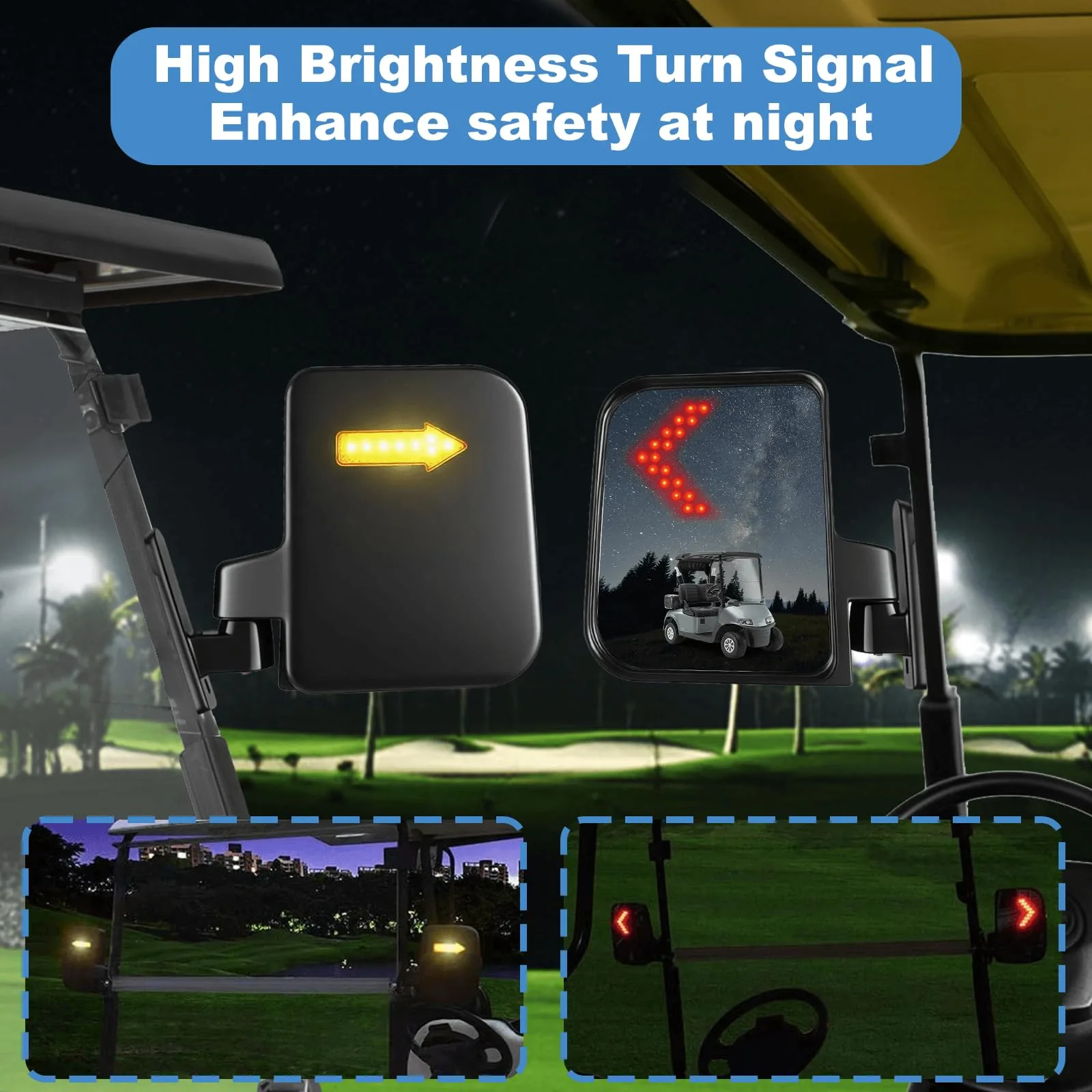 MOSNAI M021 Golf Cart Side Mirrors with Turn Signals image 3