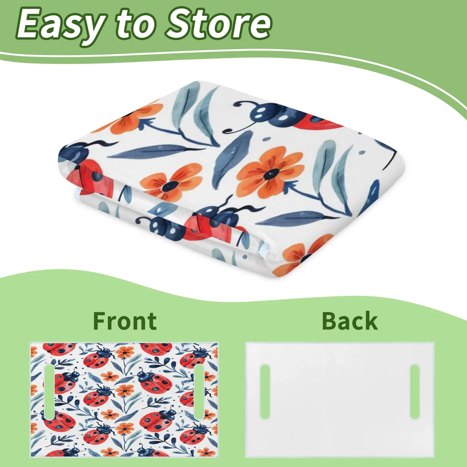 Tiveruda Ladybugs Spring Floral 51 x 31" Universal Golf Cart Seat Cover image 4