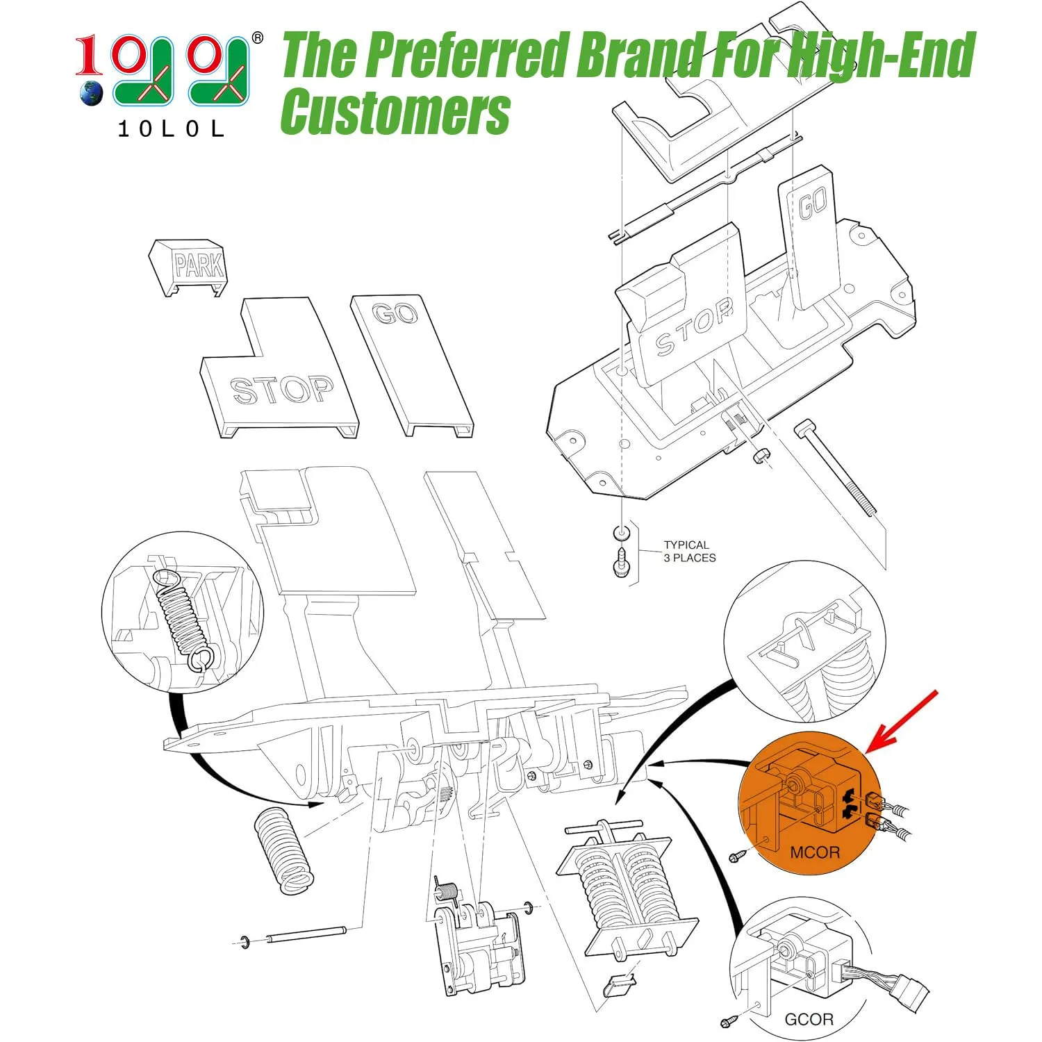 10L0L MCOR Throttle Potentiometer for Club Car Precedent image 2