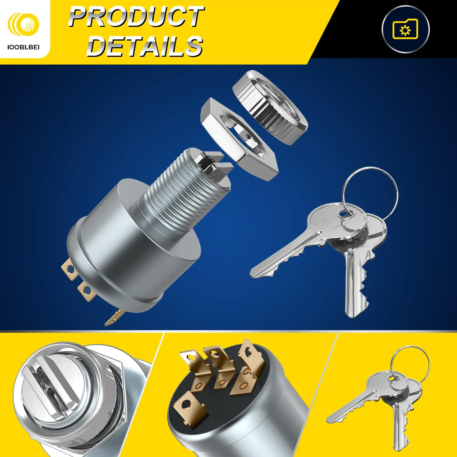 IOOBLBEI E-Z-GO Golf Cart Ignition Switch with Keys image 3