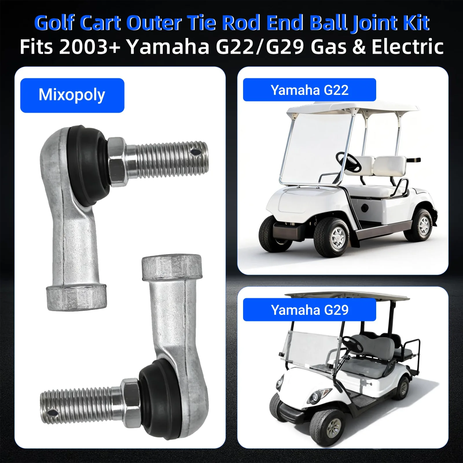 Mixopoly Tie Rod End Kit for Yamaha G22/G27/G29 — Replaces JU0-F3841-00-00 image 2
