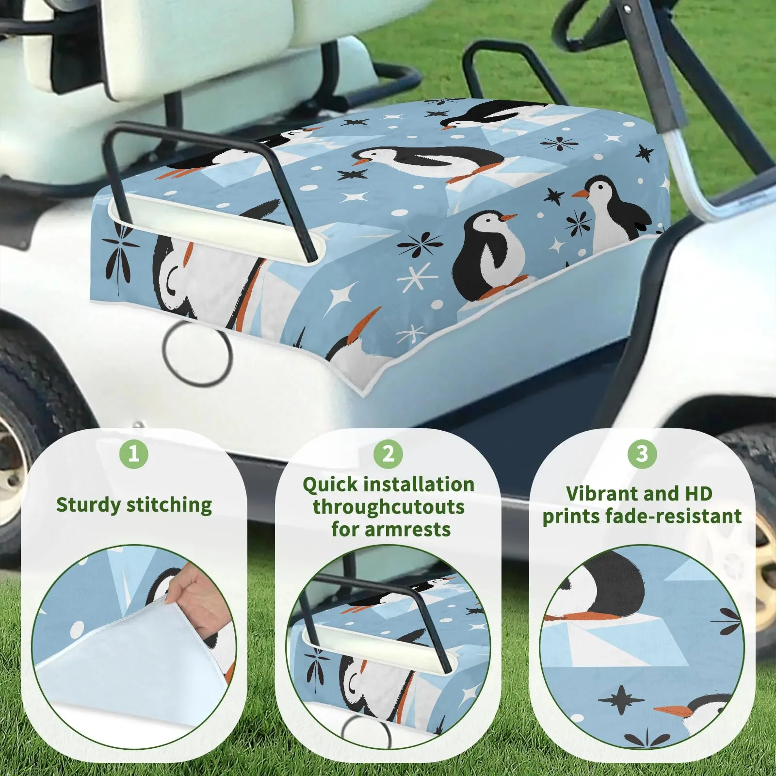 Tiveruda Universal Golf Cart Seat Cover 51" x 31" for 2-Person Seats image 3