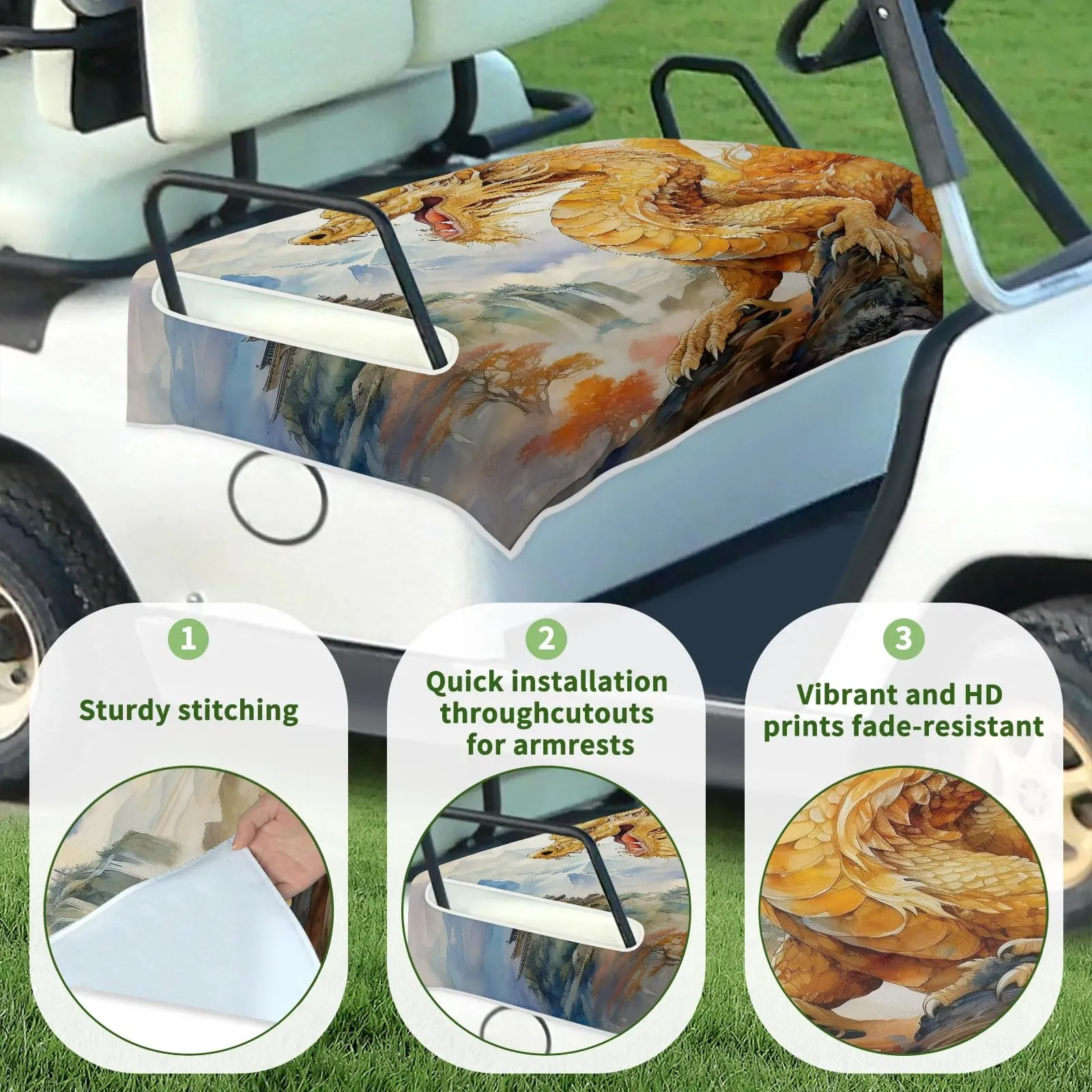 Tiveruda Golf Cart Seat Cover for Double Seats image 3