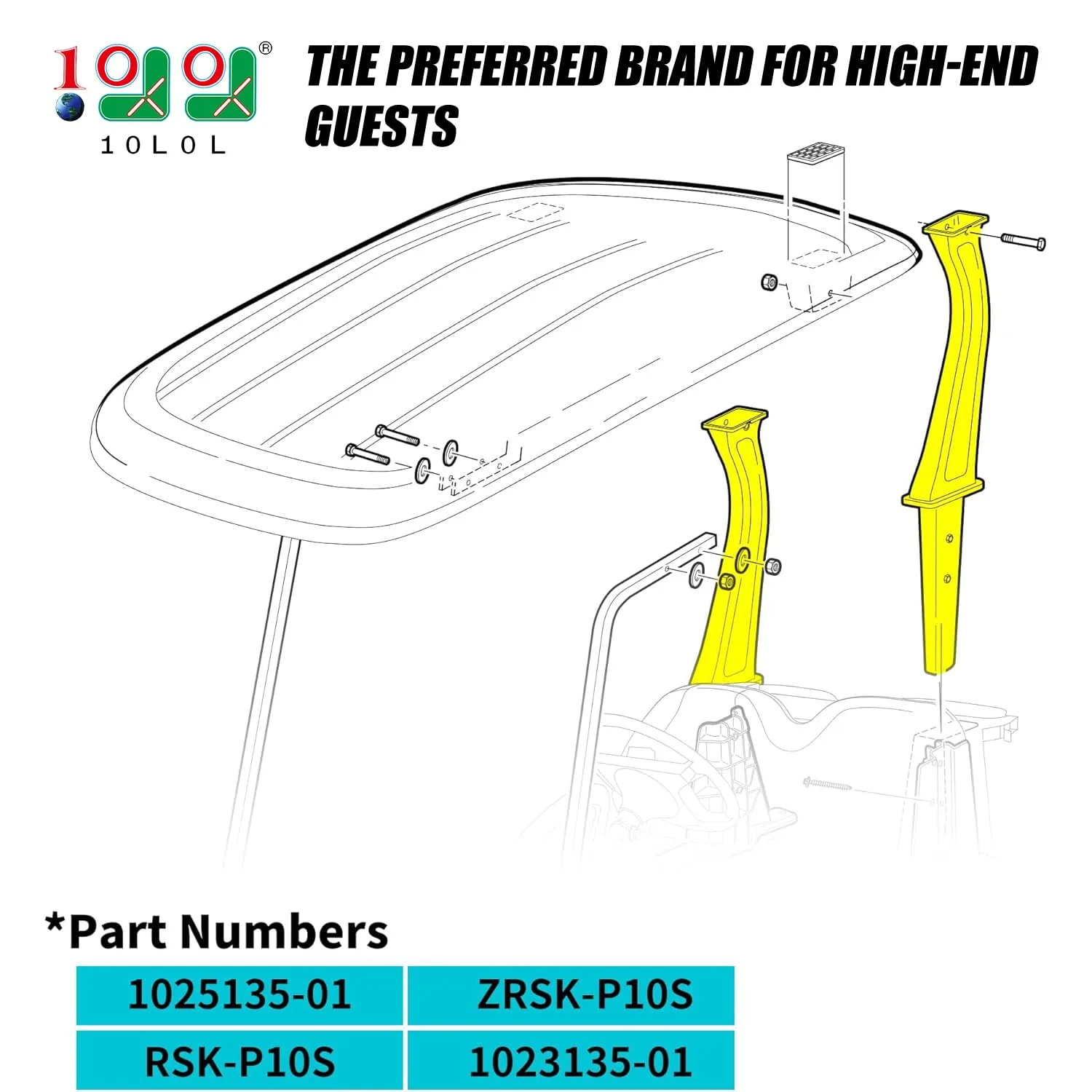 10L0L Rear Top Support Strut for Club Car Precedent image 2