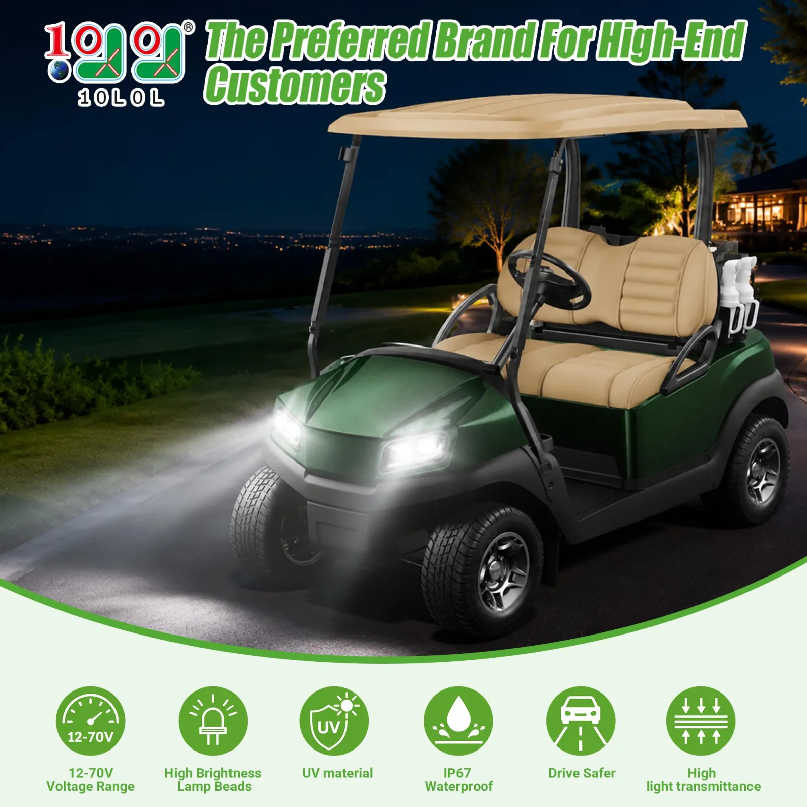 10L0L Light Kit for Club Car Tempo Golf Cart image 2