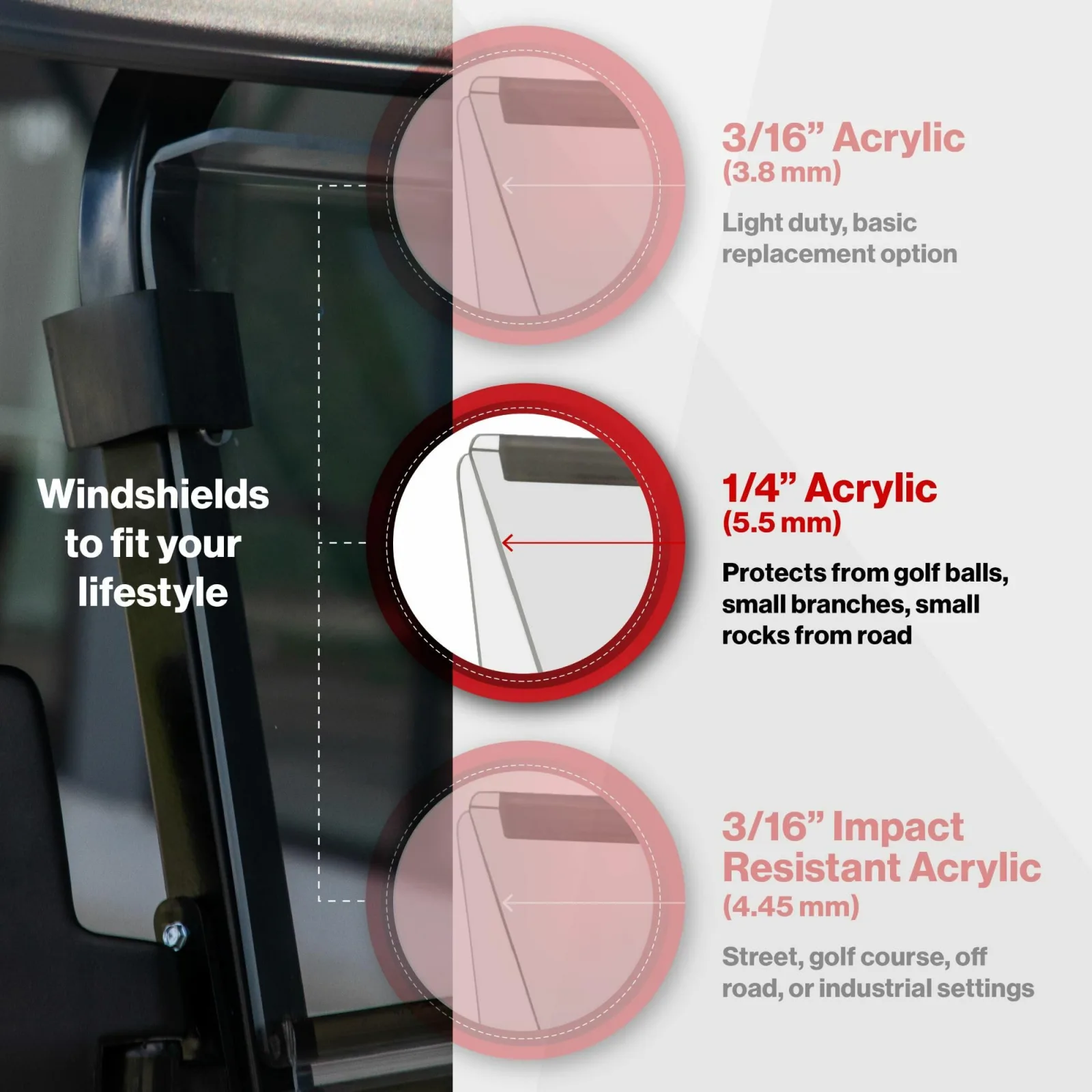 RED DOT Folding Tinted Windshield for Star EV Sirius image 4