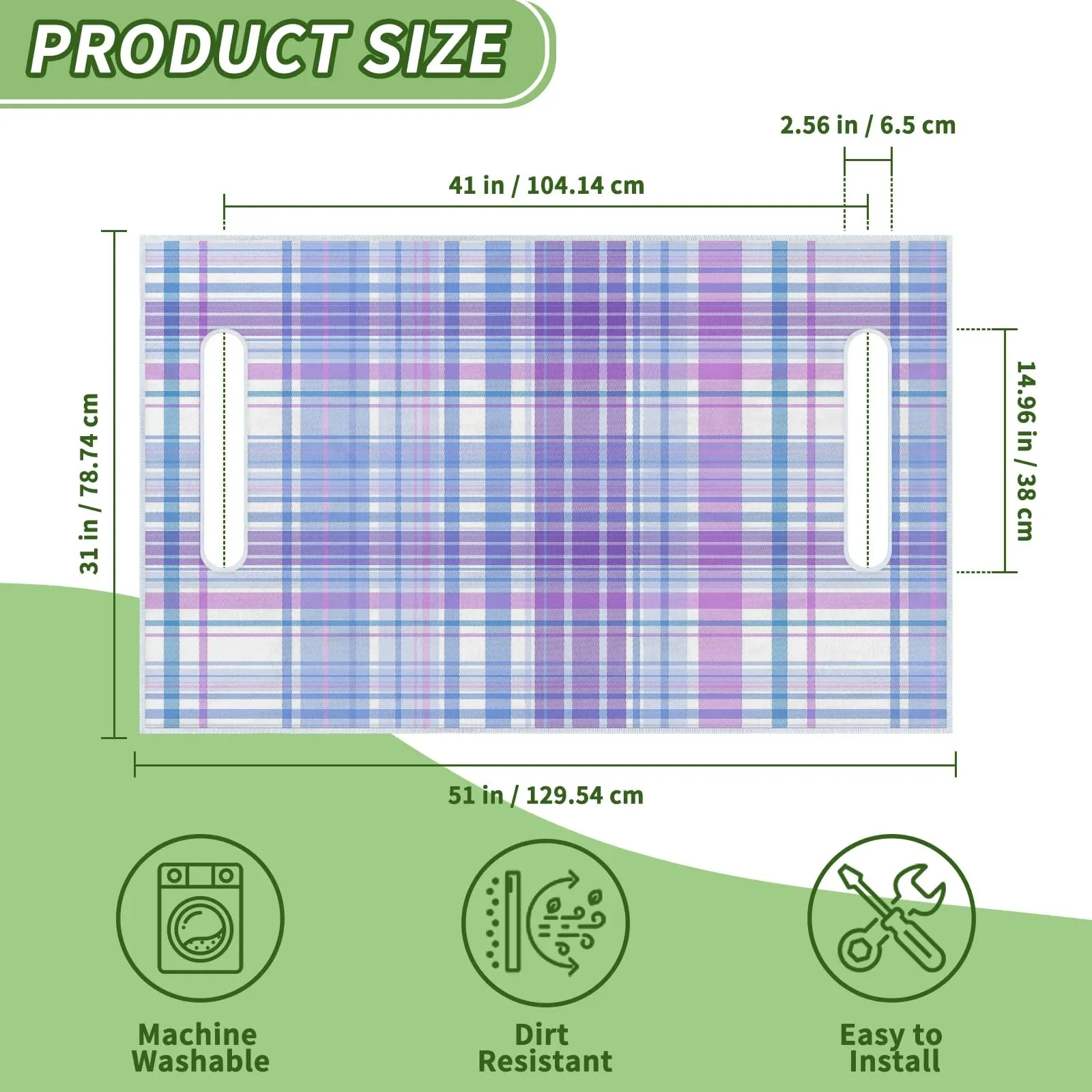 Tiveruda Purple Checked Golf Cart Seat Cover 51 x 31 in image 2