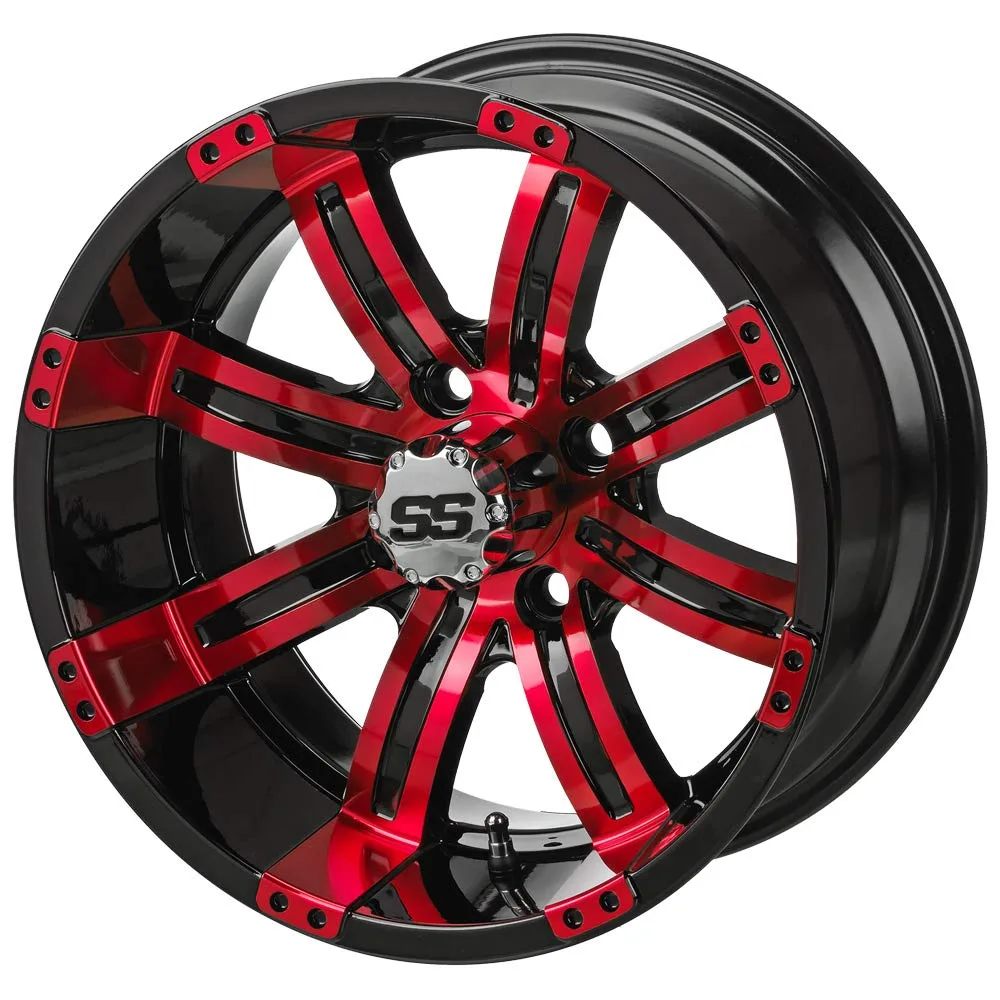 RM Cart 14-Inch Casino Black and Red Golf Cart Wheel
