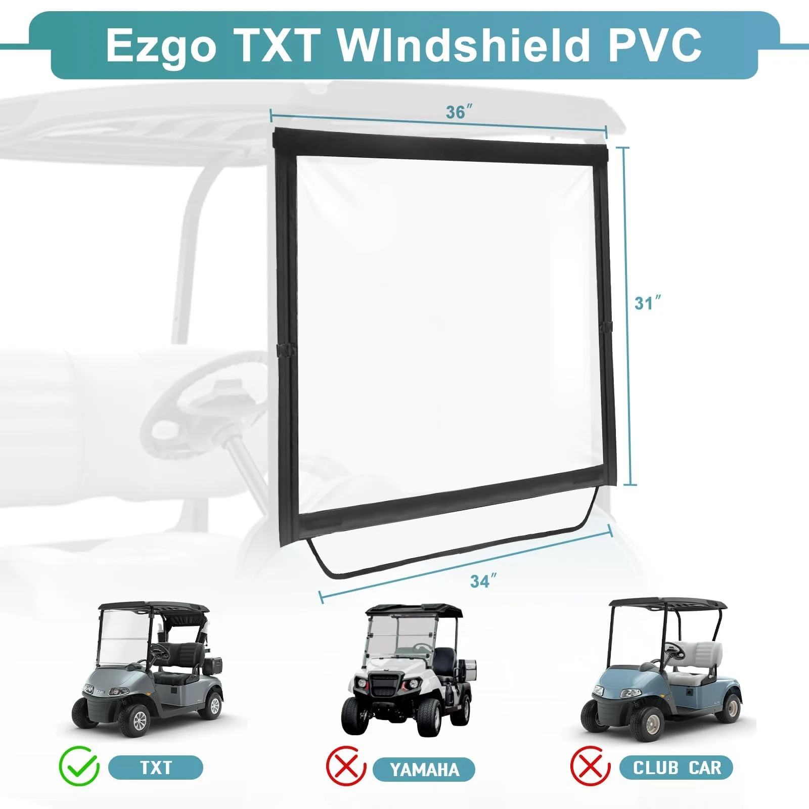 RIZINKART Foldable PVC Windshield for E-Z-GO TXT image 2