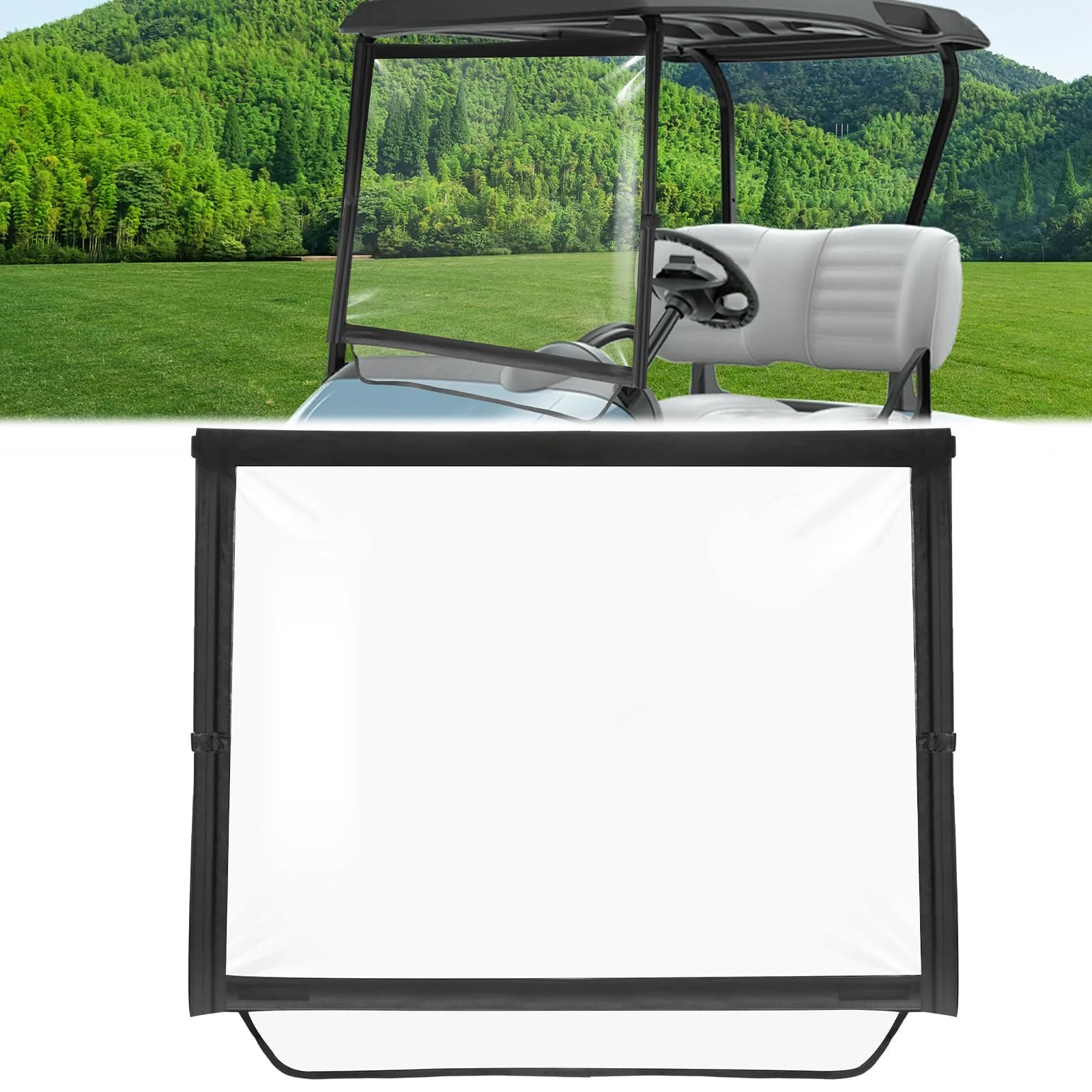RIZINKART Foldable PVC Windshield for E-Z-GO TXT
