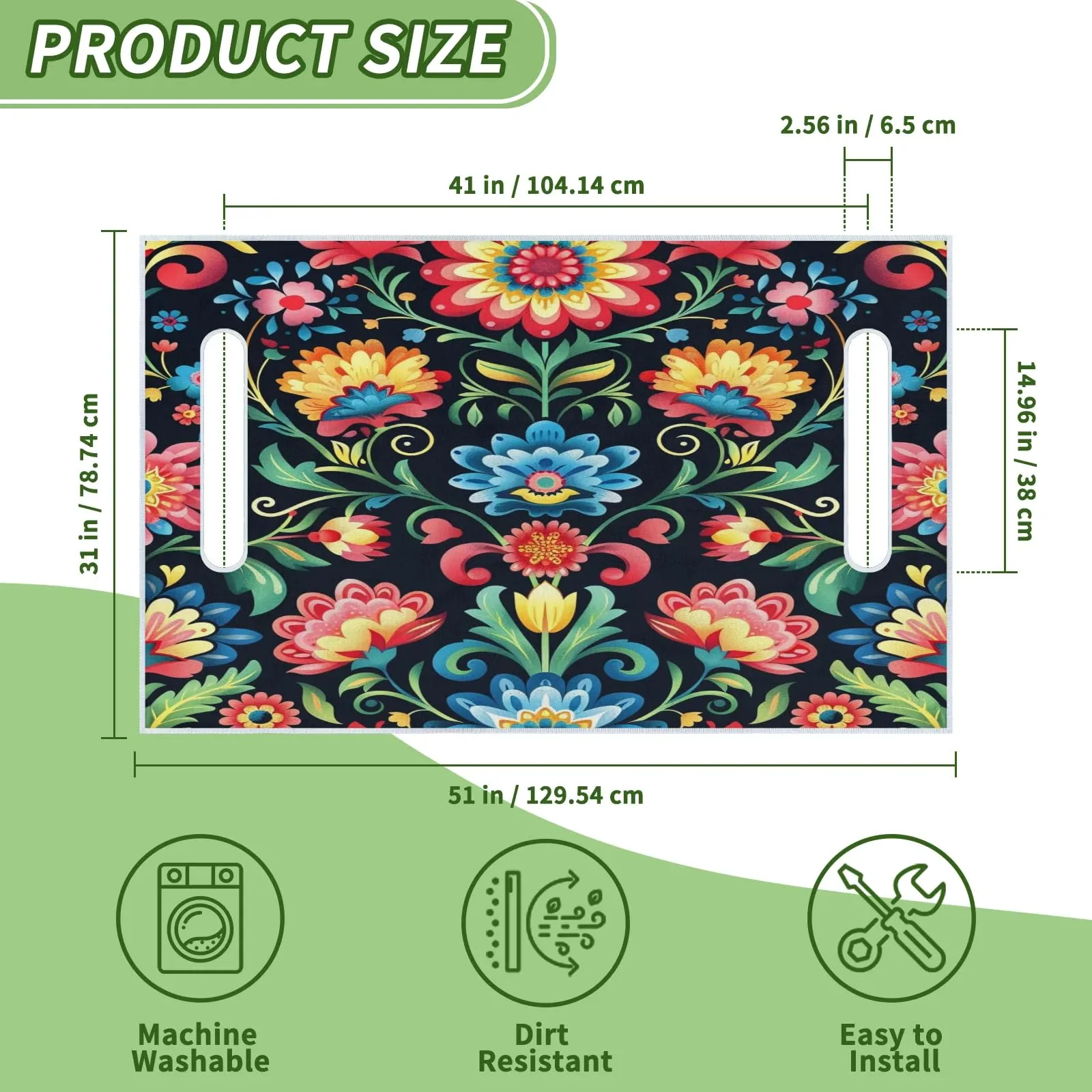Tiveruda Mexican Flower Golf Cart Seat Cover 51 x 31 in image 2