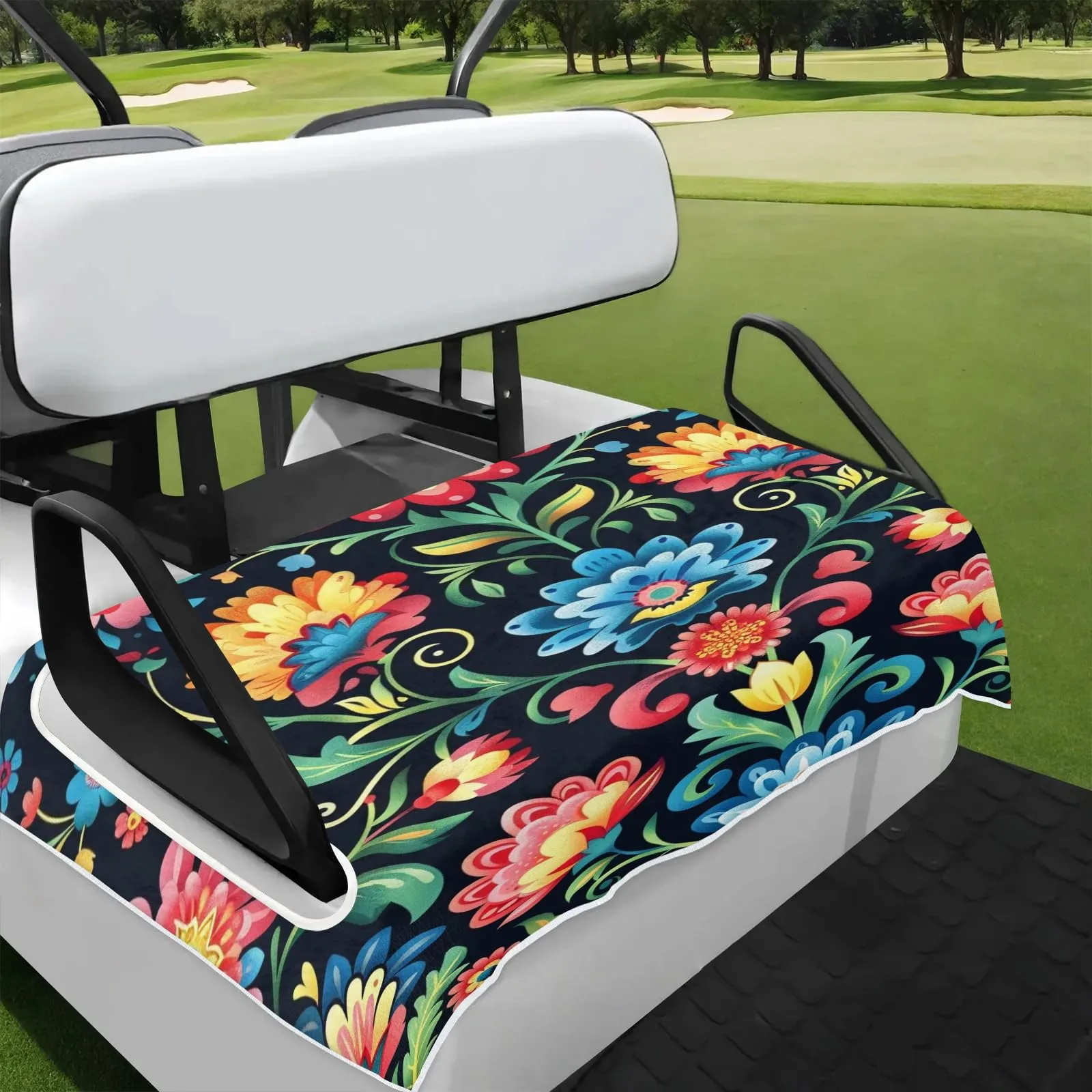 Tiveruda Mexican Flower Golf Cart Seat Cover 51 x 31 in