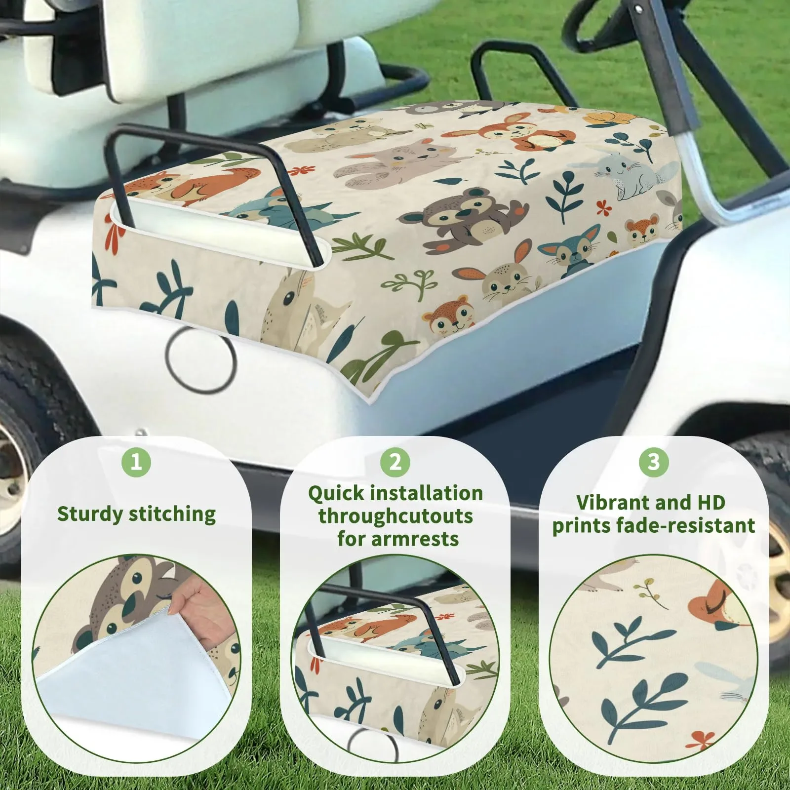 Tiveruda Farmhouse Animals Golf Cart Seat Cover image 3