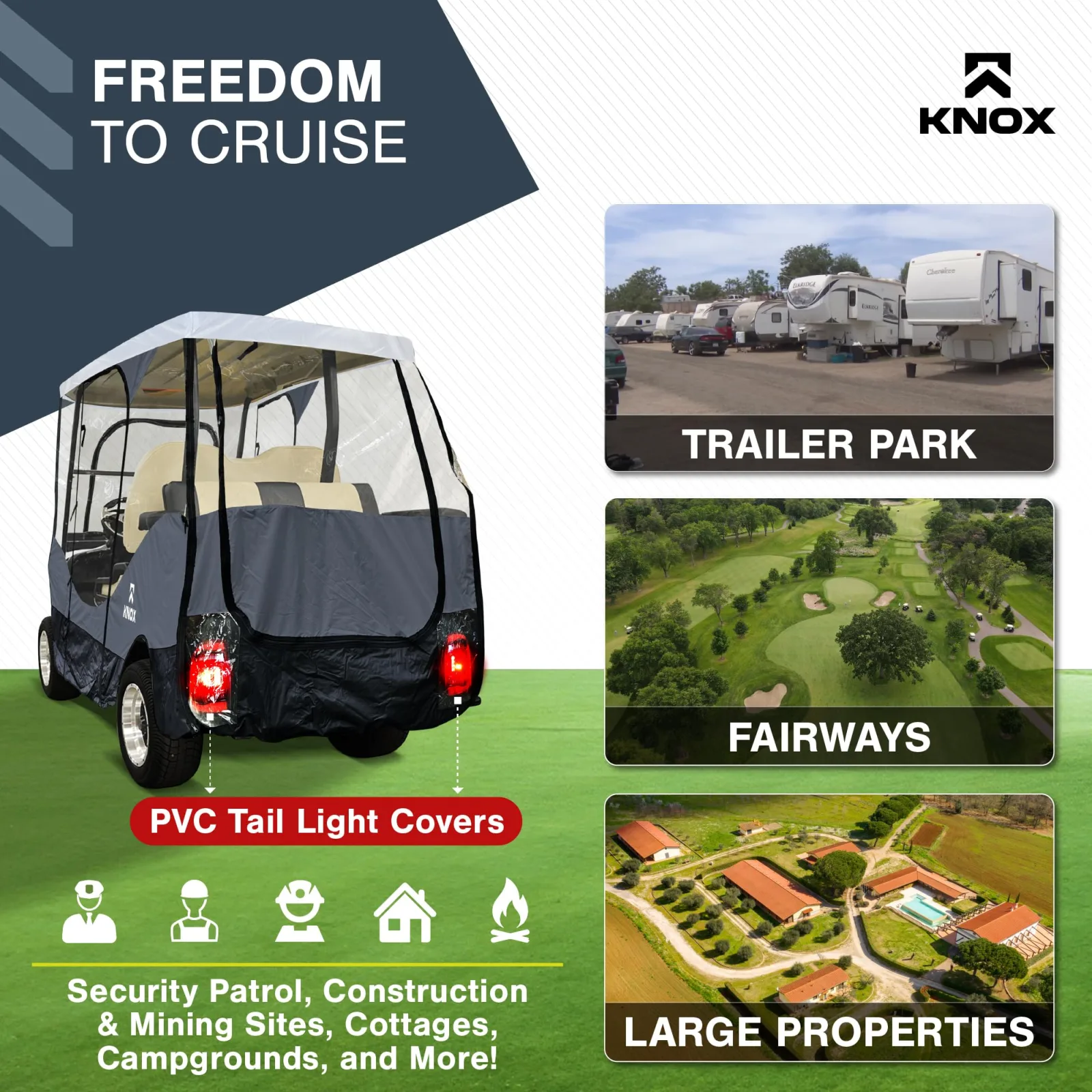KNOX GLF015 4‑Person Universal Golf Cart Enclosure — Fits Roofs Up to 61.5" image 4