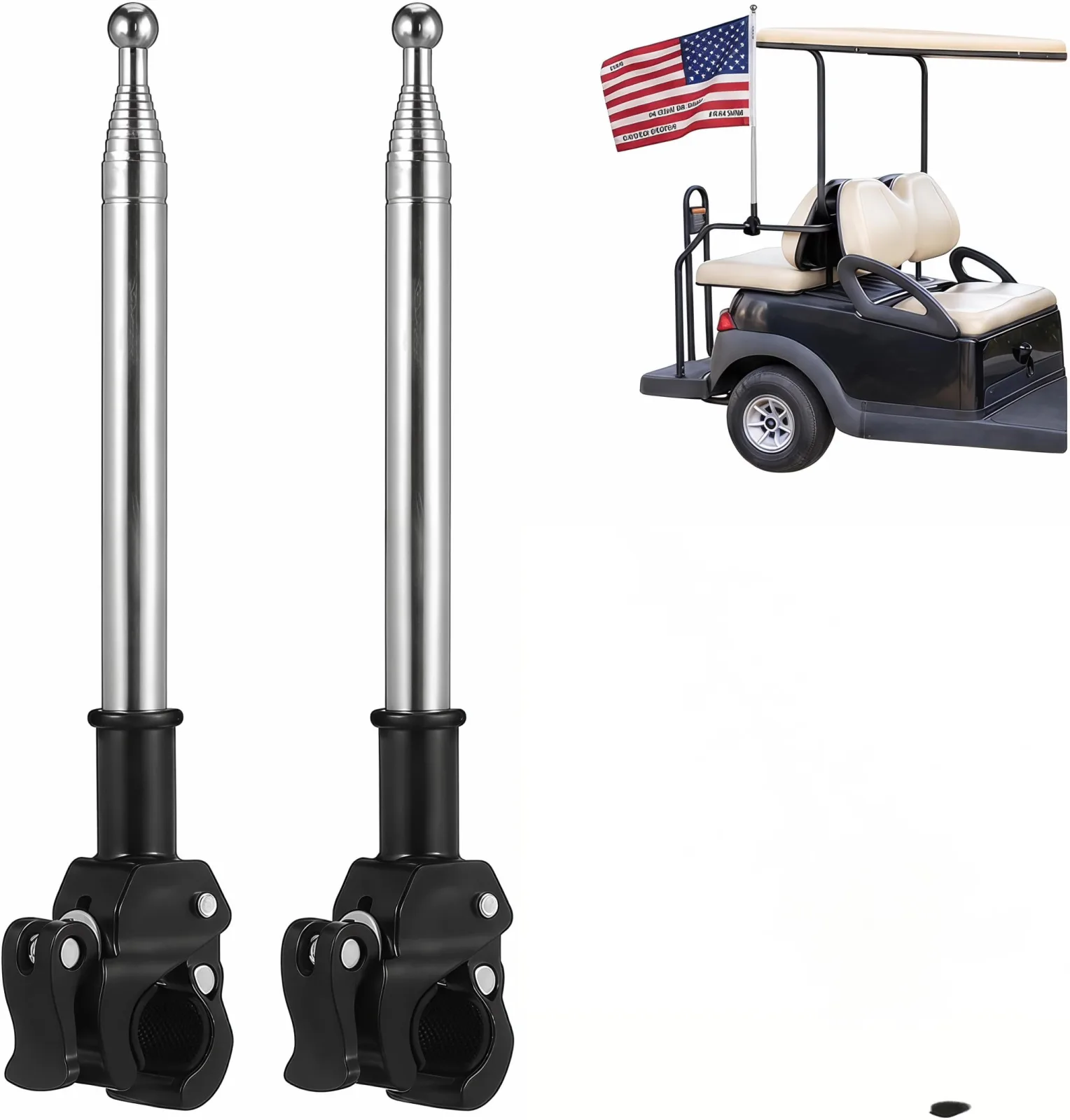 TOPPERFUN Adjustable Golf Cart Flag Holder, 64-Inch Pole