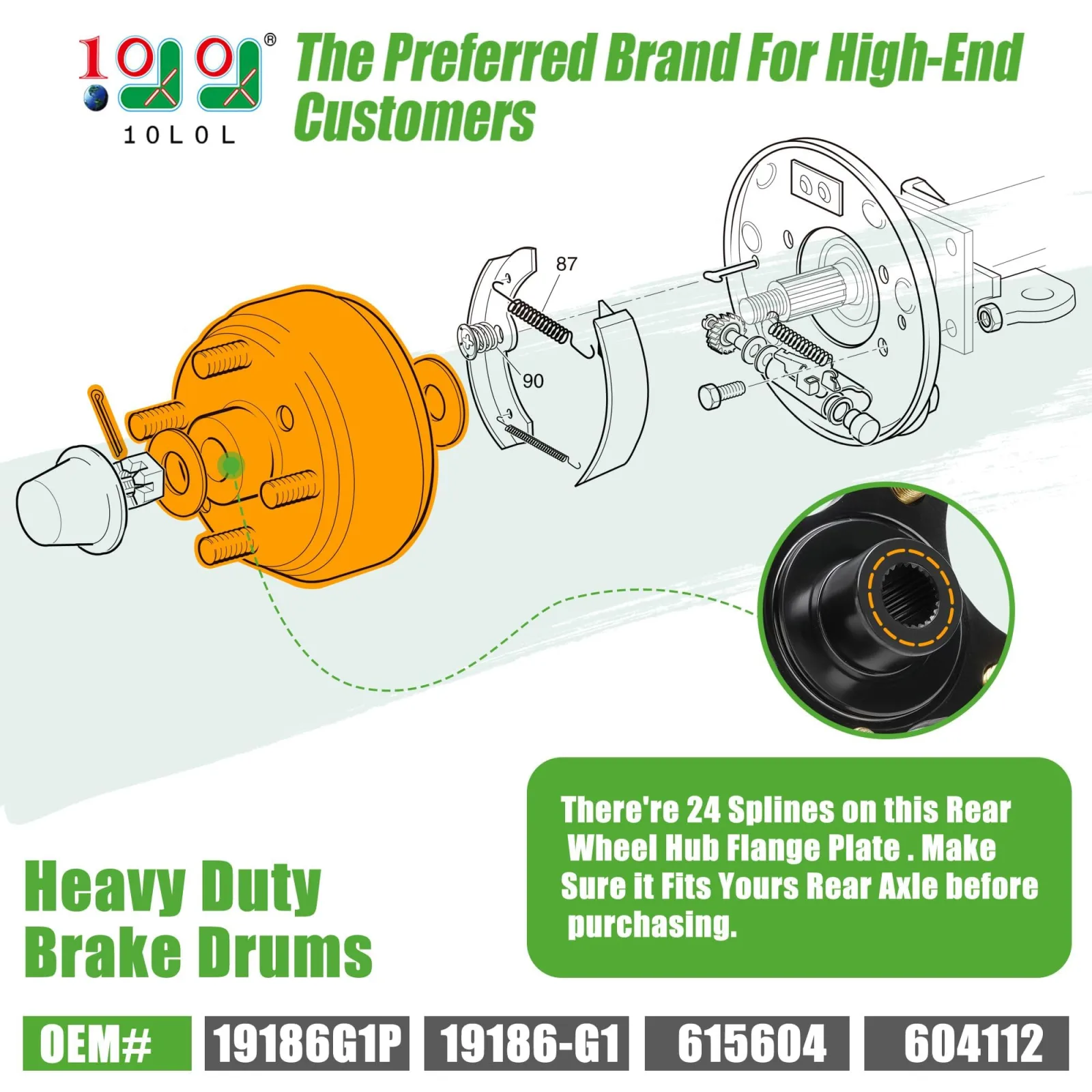 10L0L E-Z-GO TXT Split Brake Drum Hub Assembly image 2