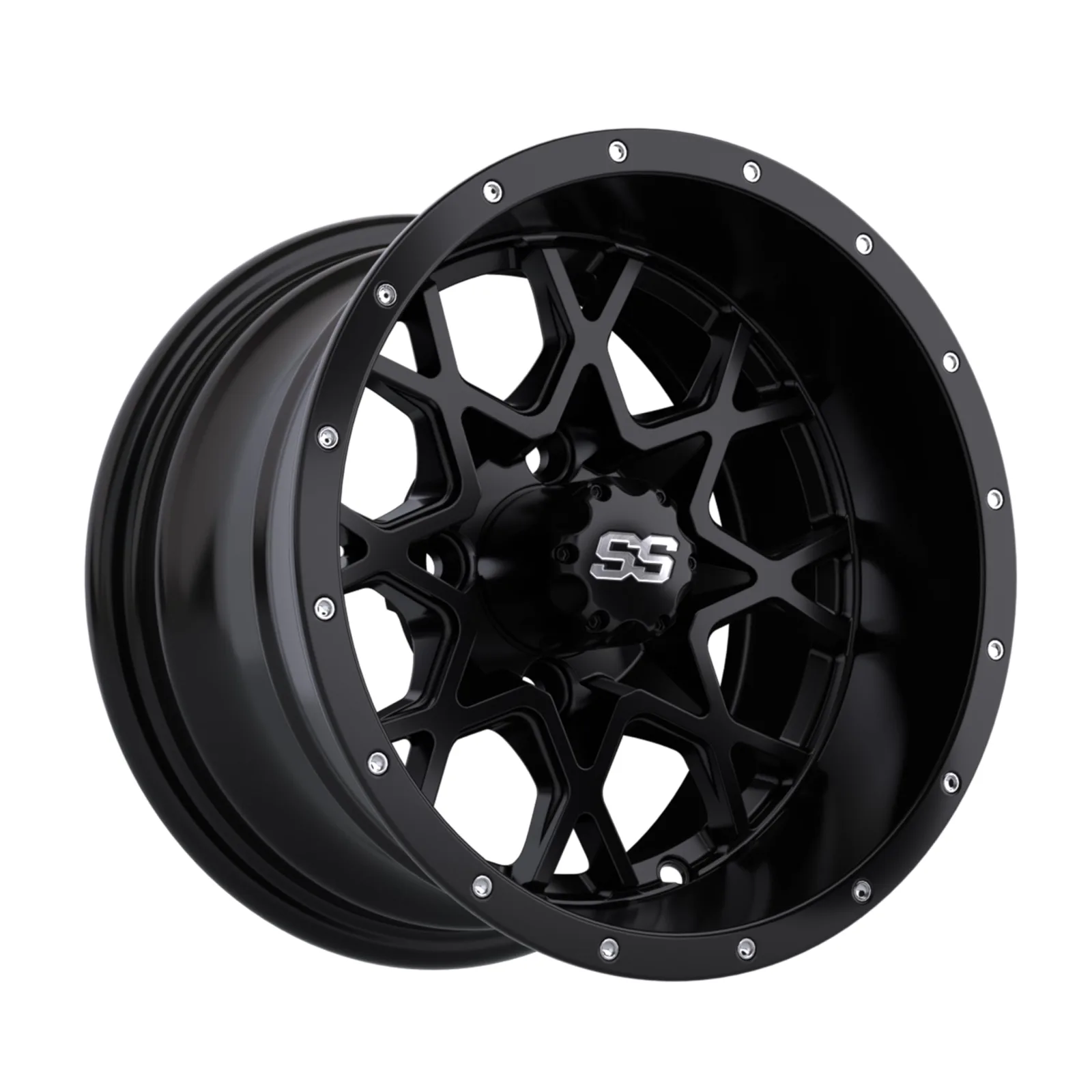 GTW Vortex 12x7 Matte Black Golf Cart Wheel