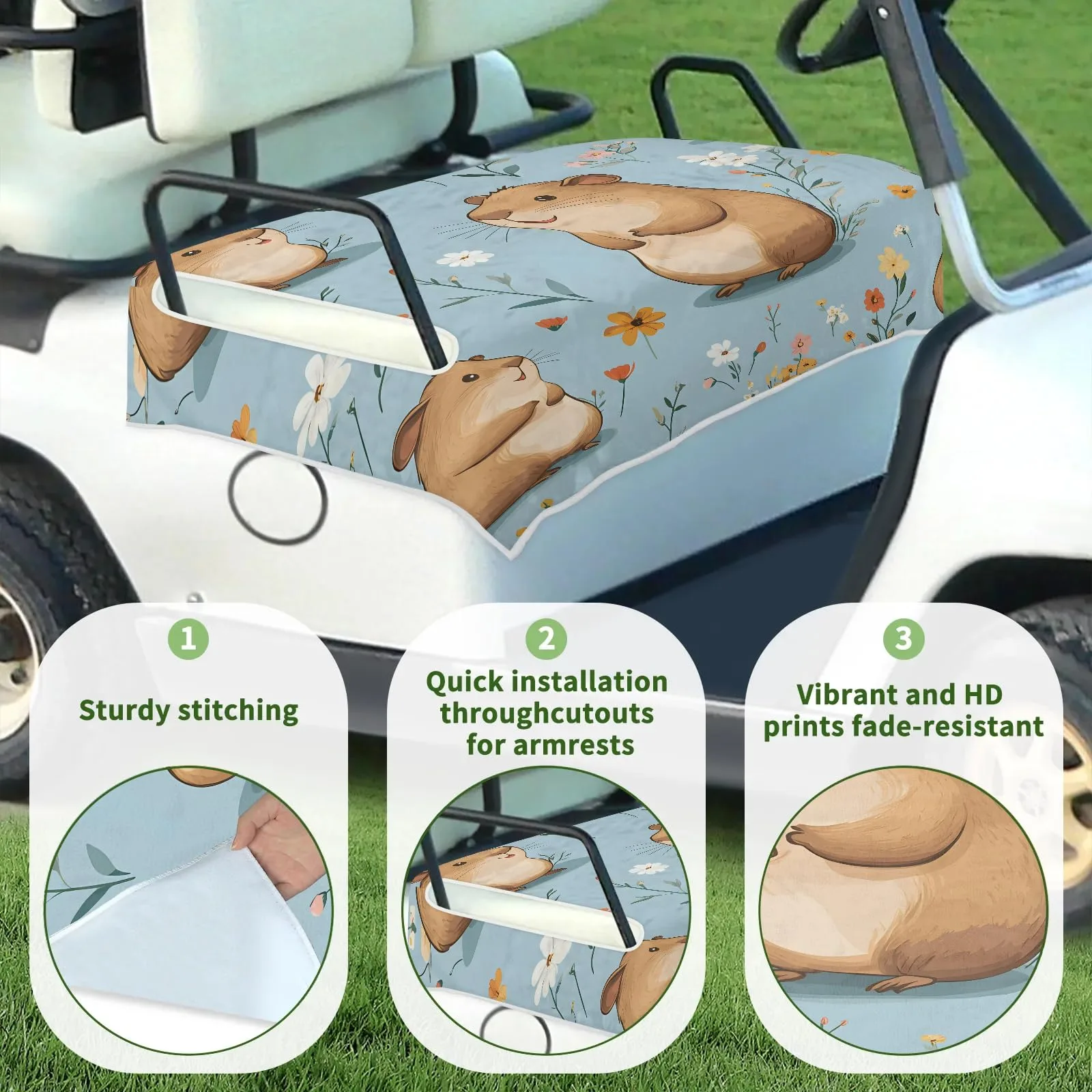 Tiveruda Golf Cart Seat Cover for Double Seats image 3
