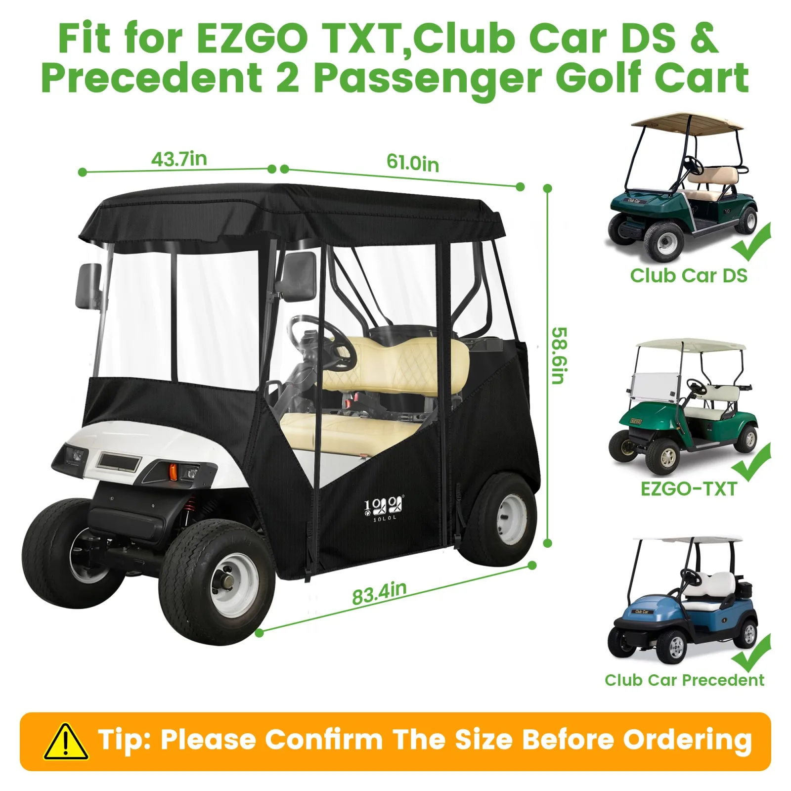 10L0L Golf Cart Enclosure for E-Z-GO TXT and Club Car DS image 4