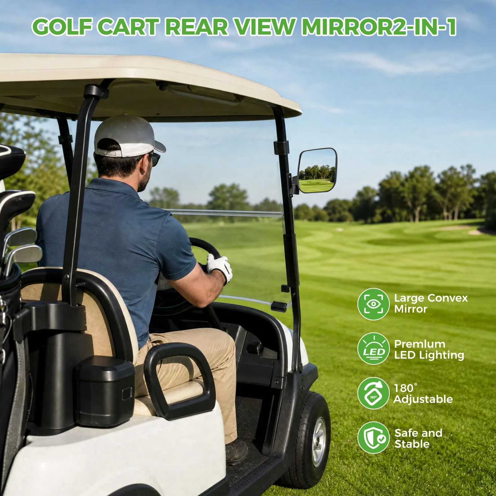 Golf Cart Side Mirrors with Turn Signals for EZGO & Yamaha image 2