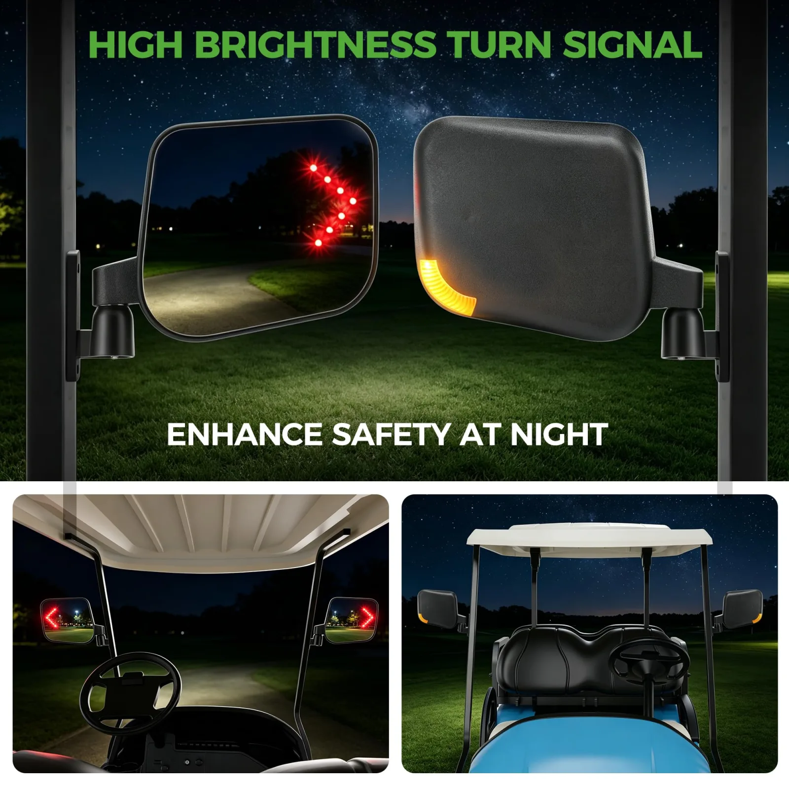 Golf Cart Side Mirrors with Turn Signals for EZGO & Yamaha image 4
