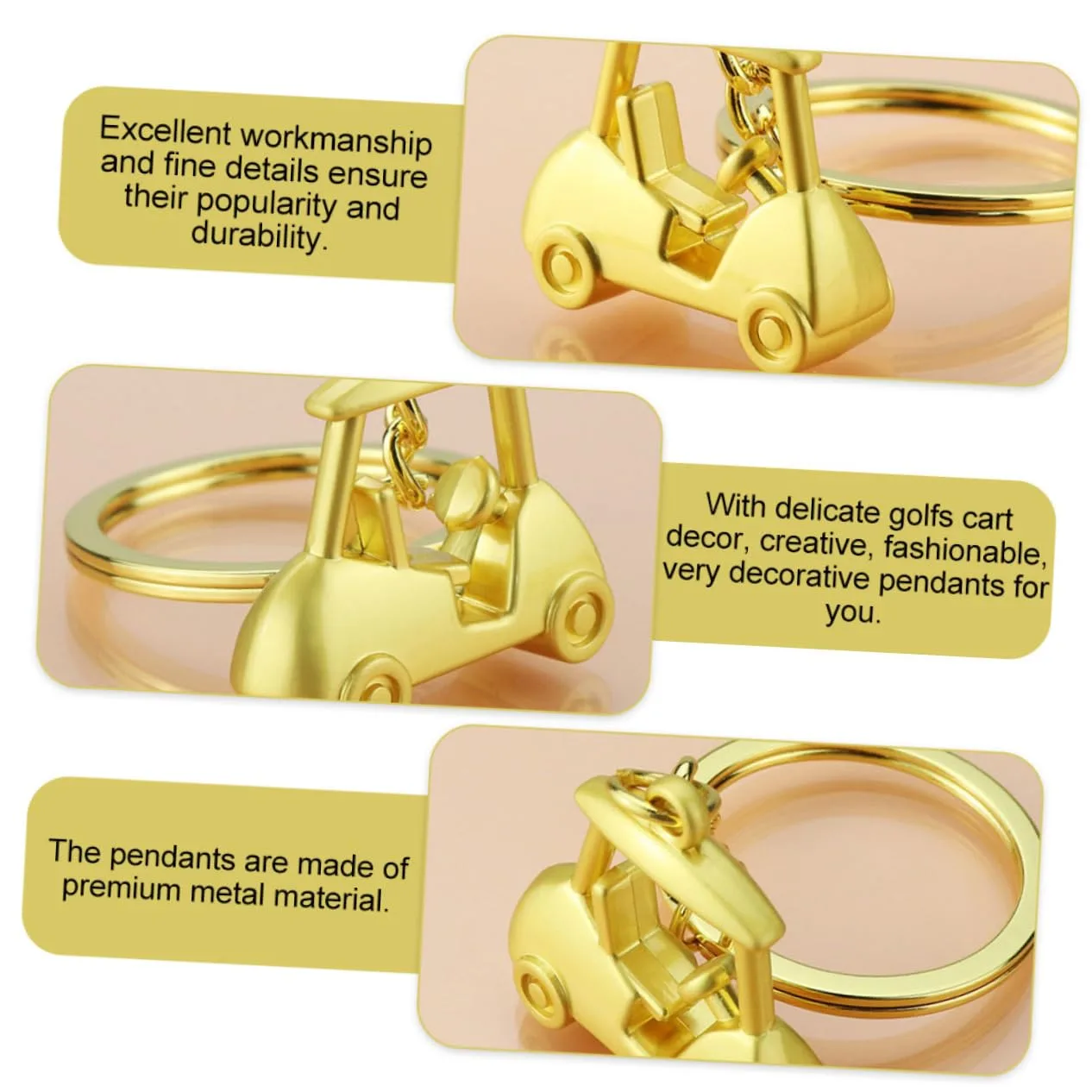 BESPORTBLE Golden Metal Golf Cart Keychain Pendants image 3