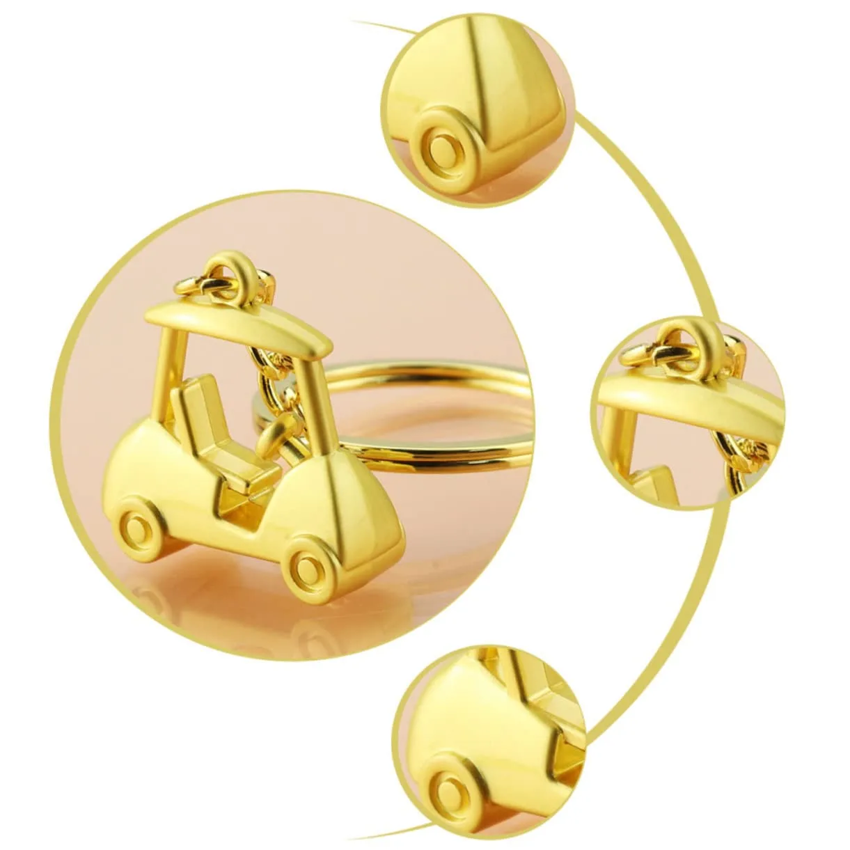 BESPORTBLE Golden Metal Golf Cart Keychain Pendants image 4
