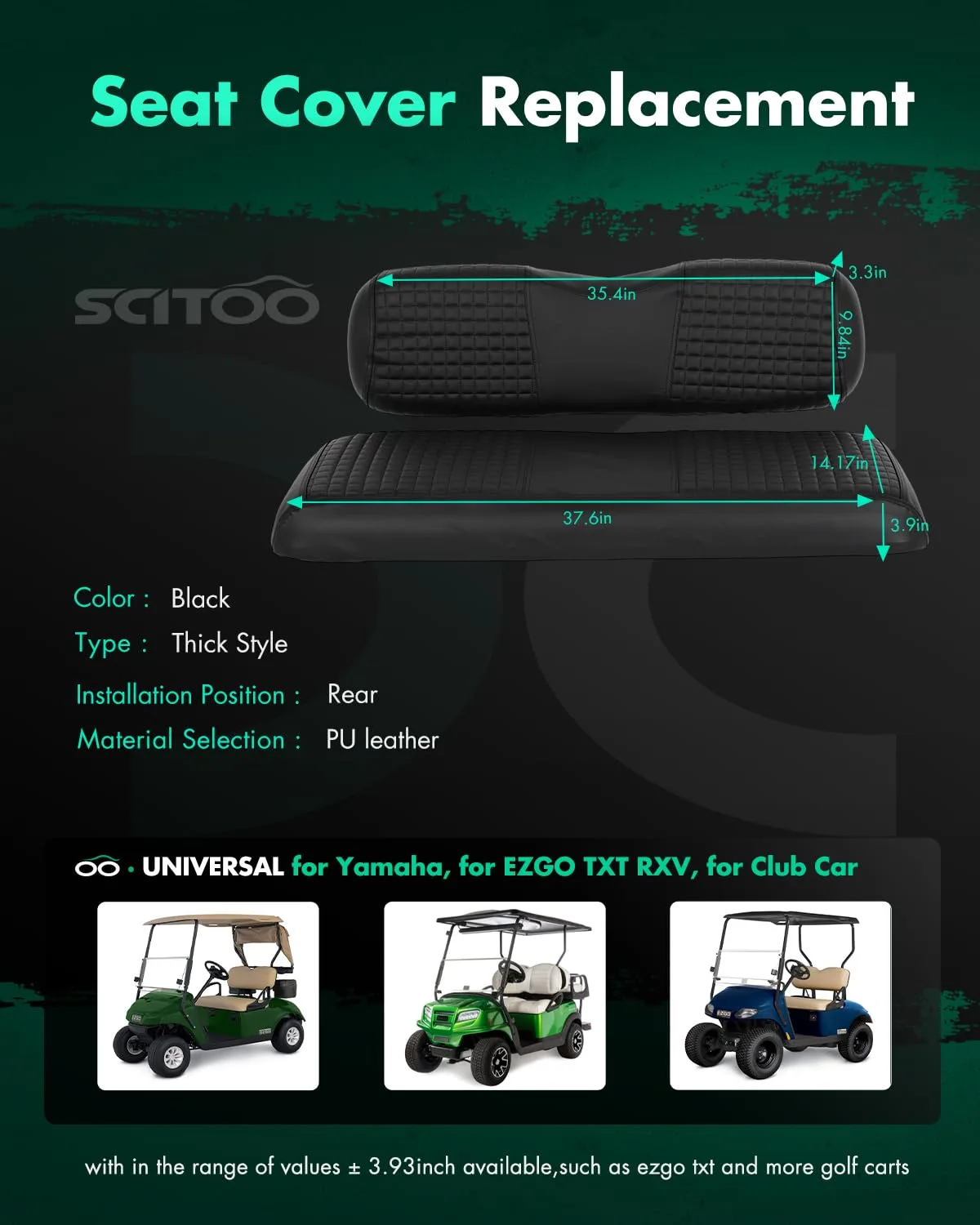 SCITOO Golf Cart Rear Seat Covers for Club Car, EZGO & Yamaha image 2