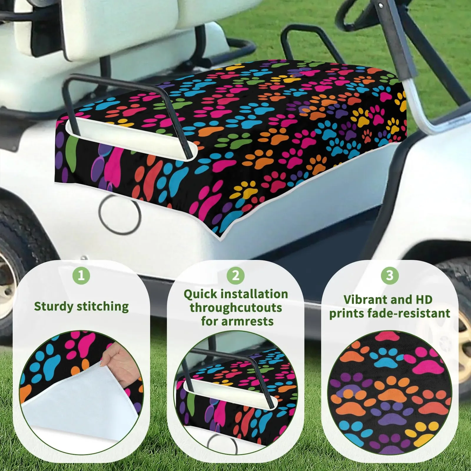 Tiveruda Dog Paw Golf Cart Seat Cover 51 x 31 in image 3