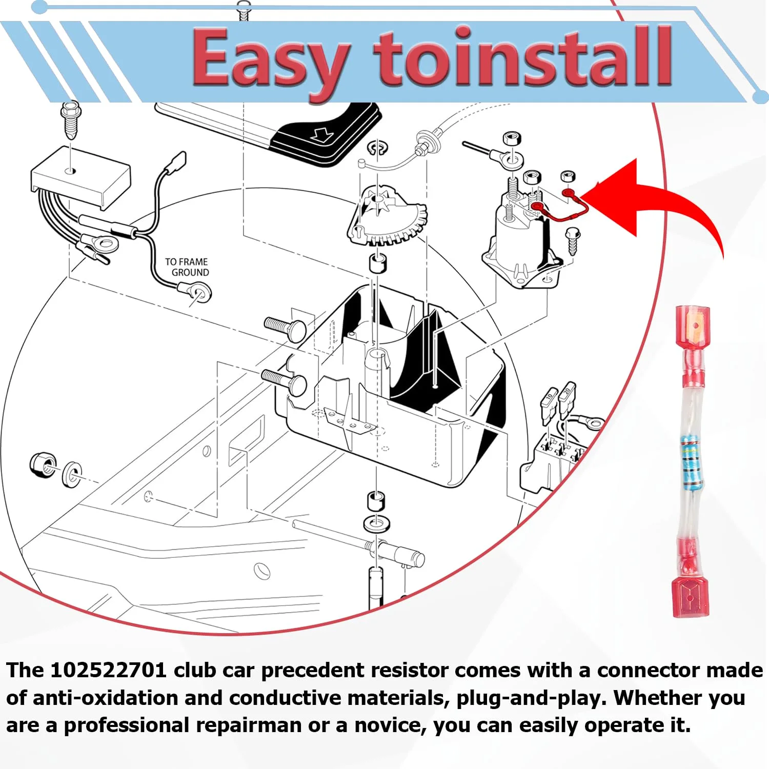 POERTYUI 102522701 Club Car Precedent Resistor Assembly image 4