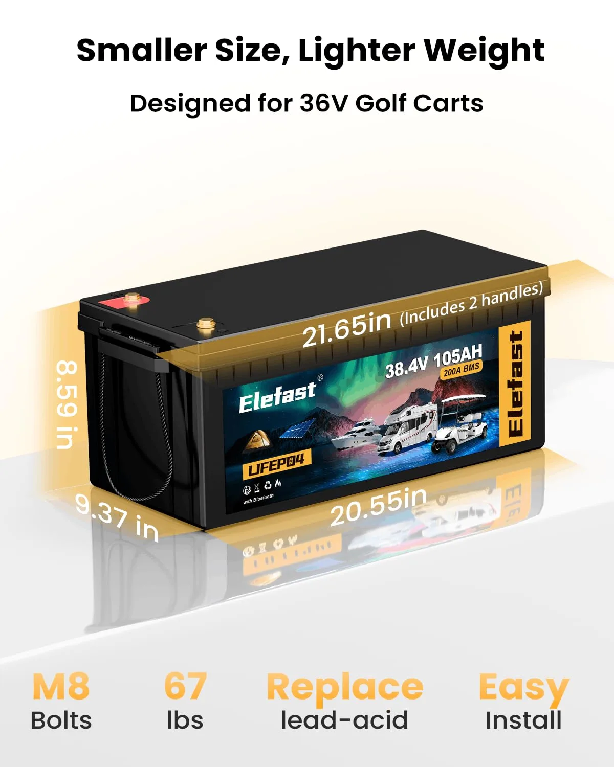 Elefast 36V 105Ah Lithium Golf Cart Battery Kit image 2